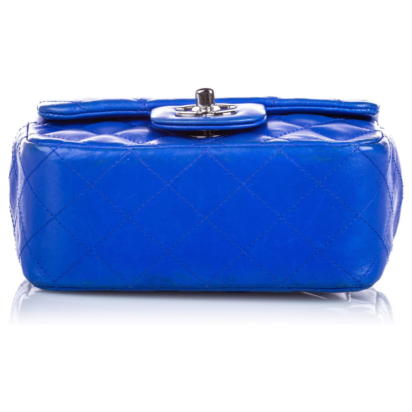 Chanel Blue Classic Mini Square Lambskin Leather Single Flap Bag ref.195330  - Joli Closet