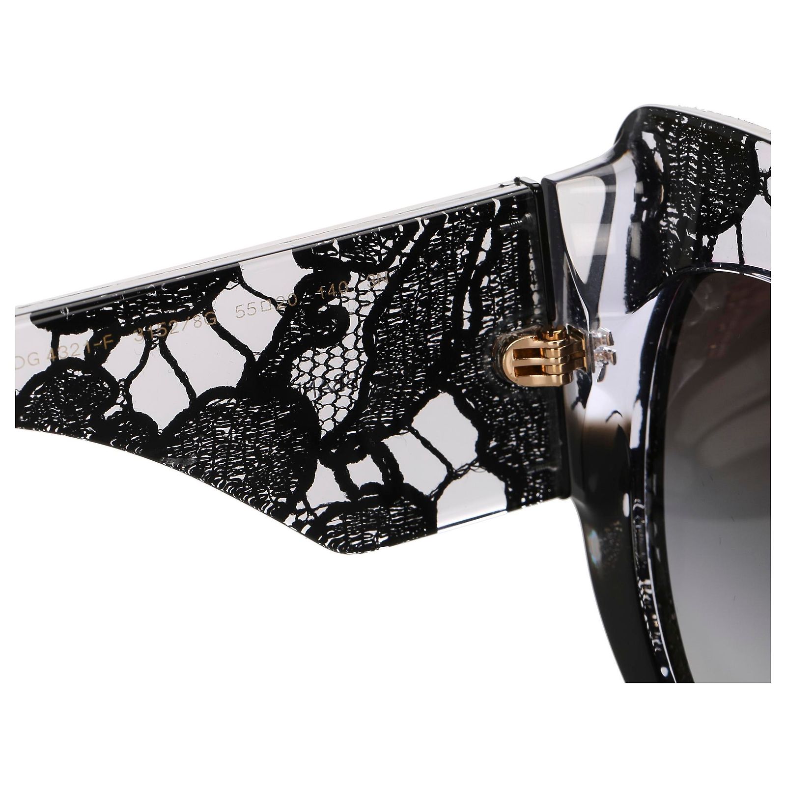 Dolce & Gabbana Dolce&Gabbana Black Lace Print Round Tinted Sunglasses Dolce&Gabbana Butterfly Black Frame Sunglasses for Women for  main image 4