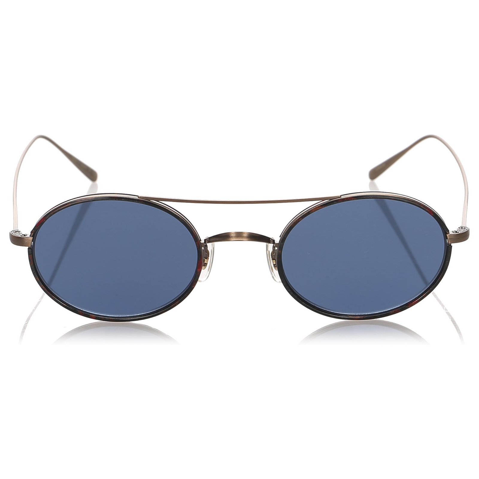 Oliver Peoples Blue Shai Round Tinted Sunglasses Golden Metal  -  Joli Closet