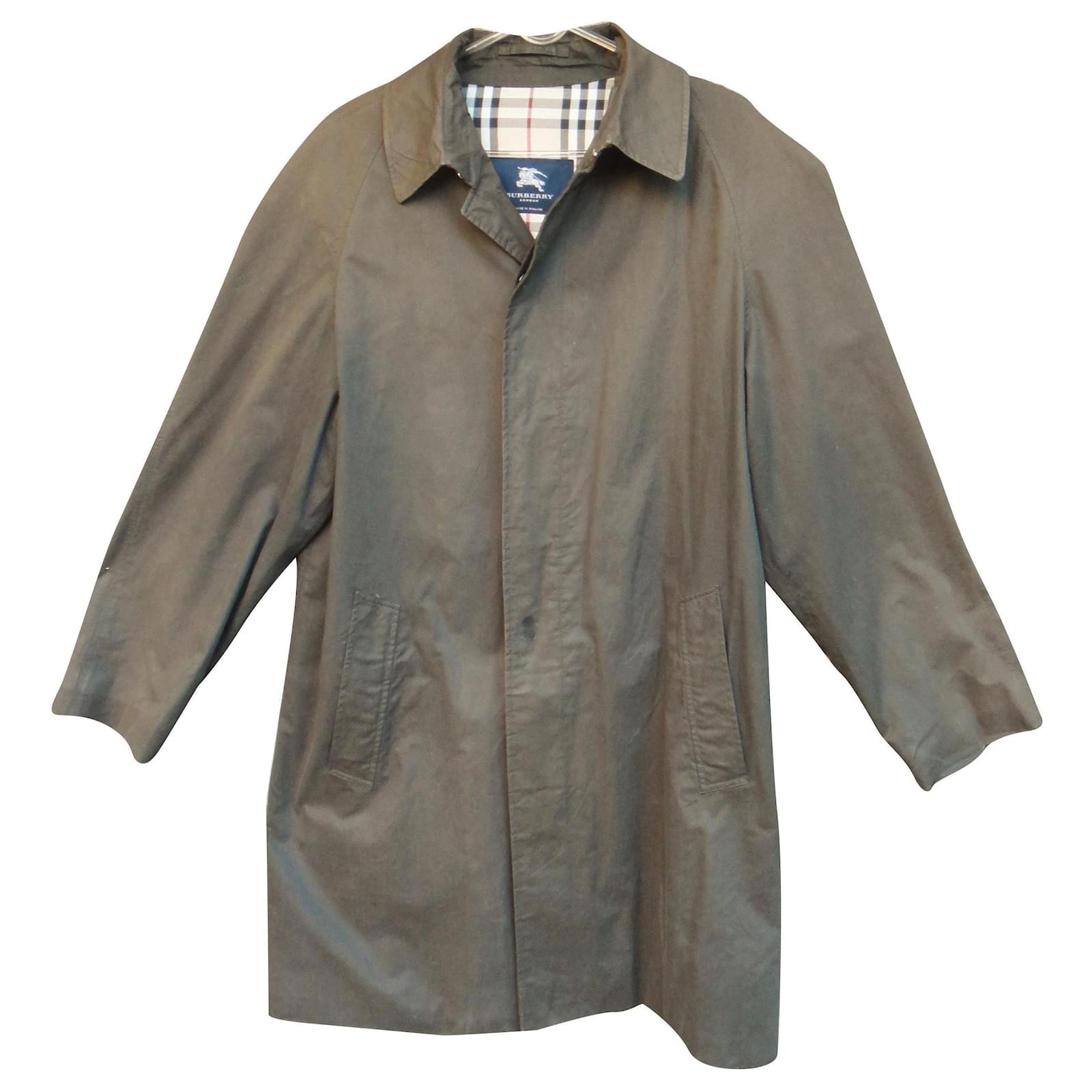 raincoat Burberry London t 48 Olive green Cotton Polyurethane ref.195531 Joli Closet