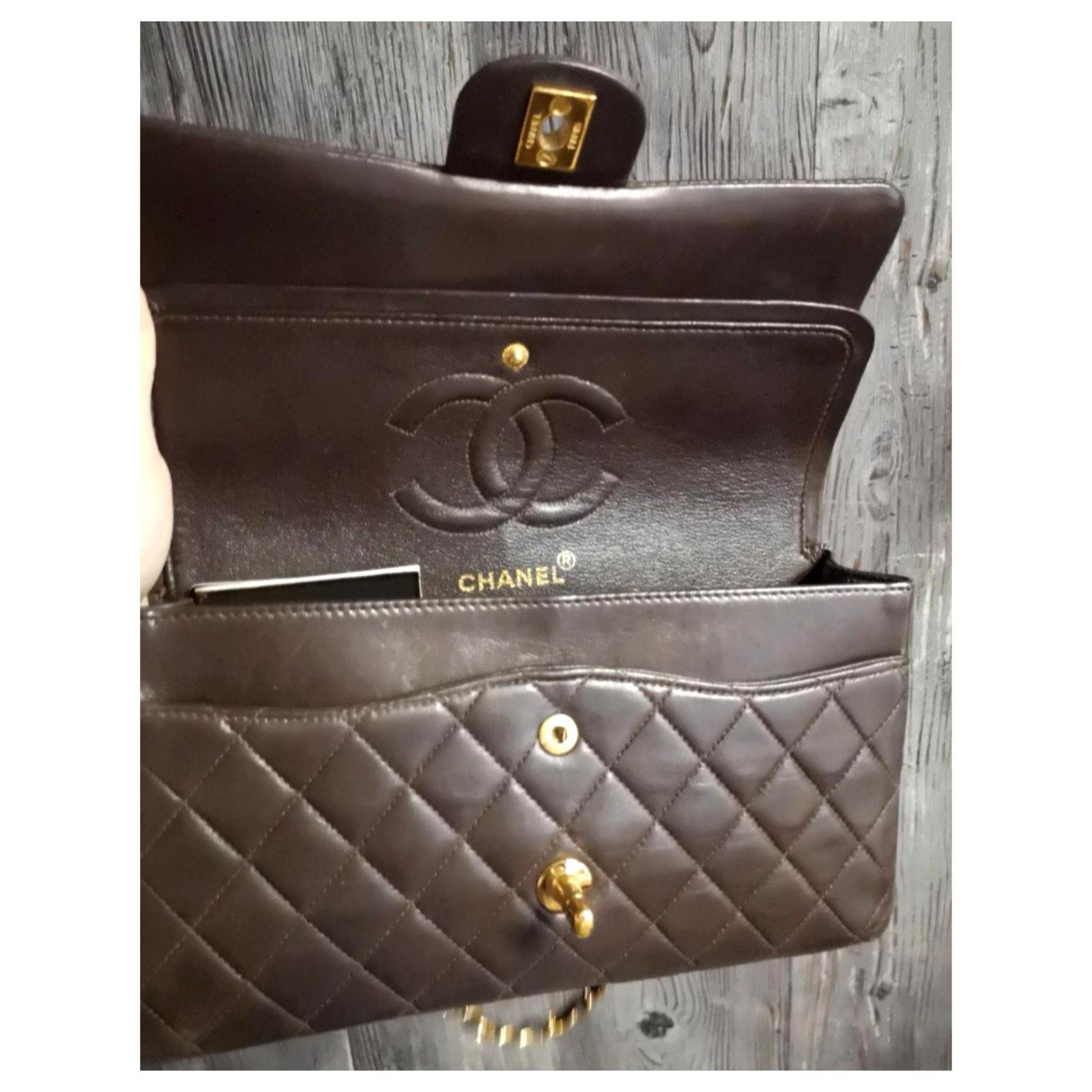 Rare Chanel Chocolate Brown lambskin medium timeless classic flap bag
