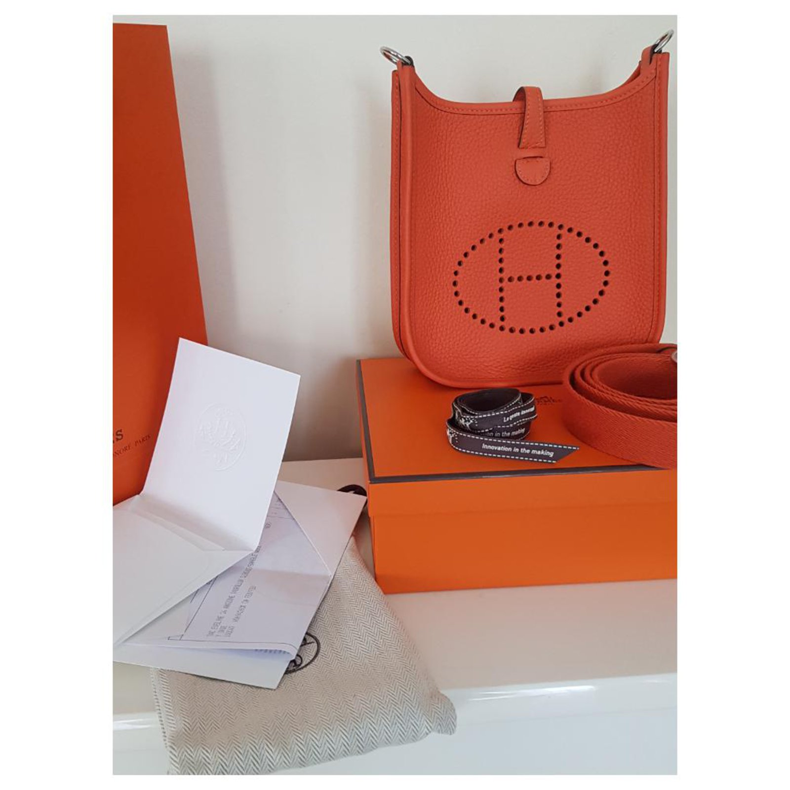 Hermès Evelyne TPM Orange Leather ref.196057 - Joli Closet