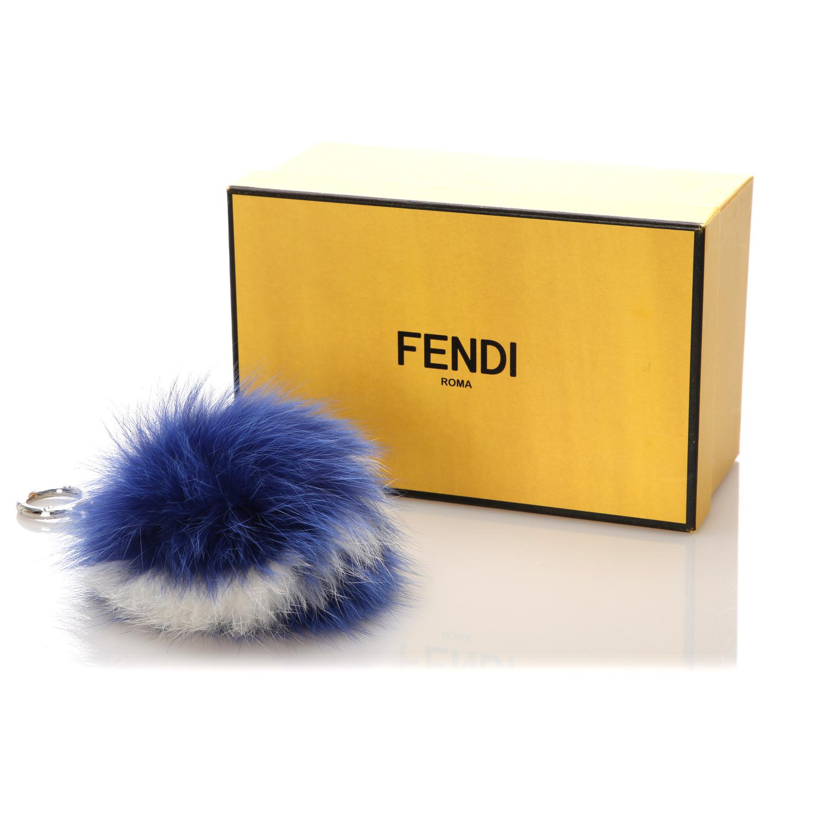 Fendi Blue Fur Pom-Pom Bag Charm ref.196497 - Joli Closet
