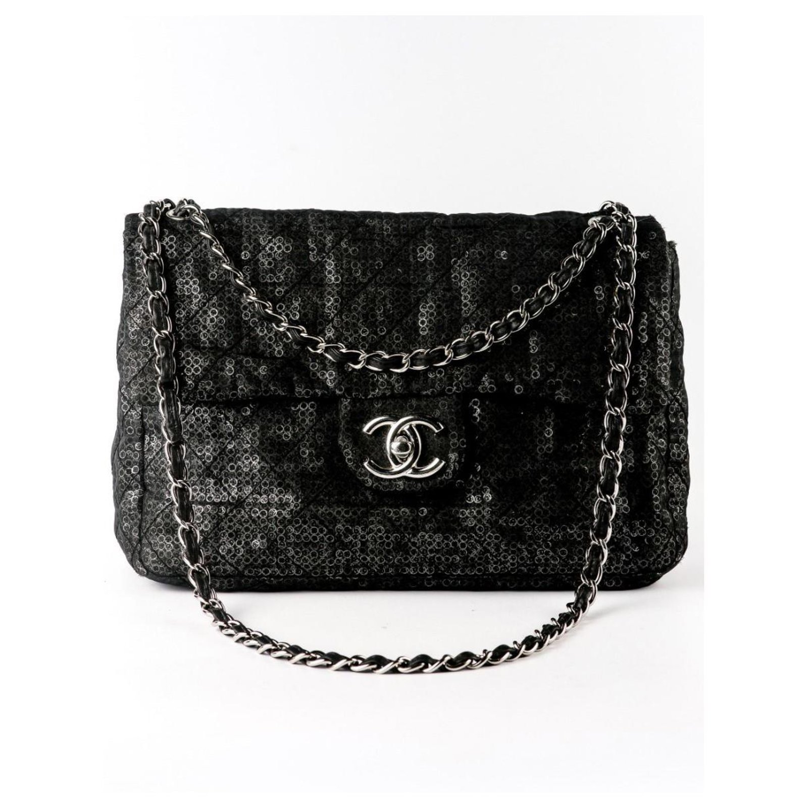 Chanel glitter sequin Timeless bag Black ref.196822 - Joli Closet