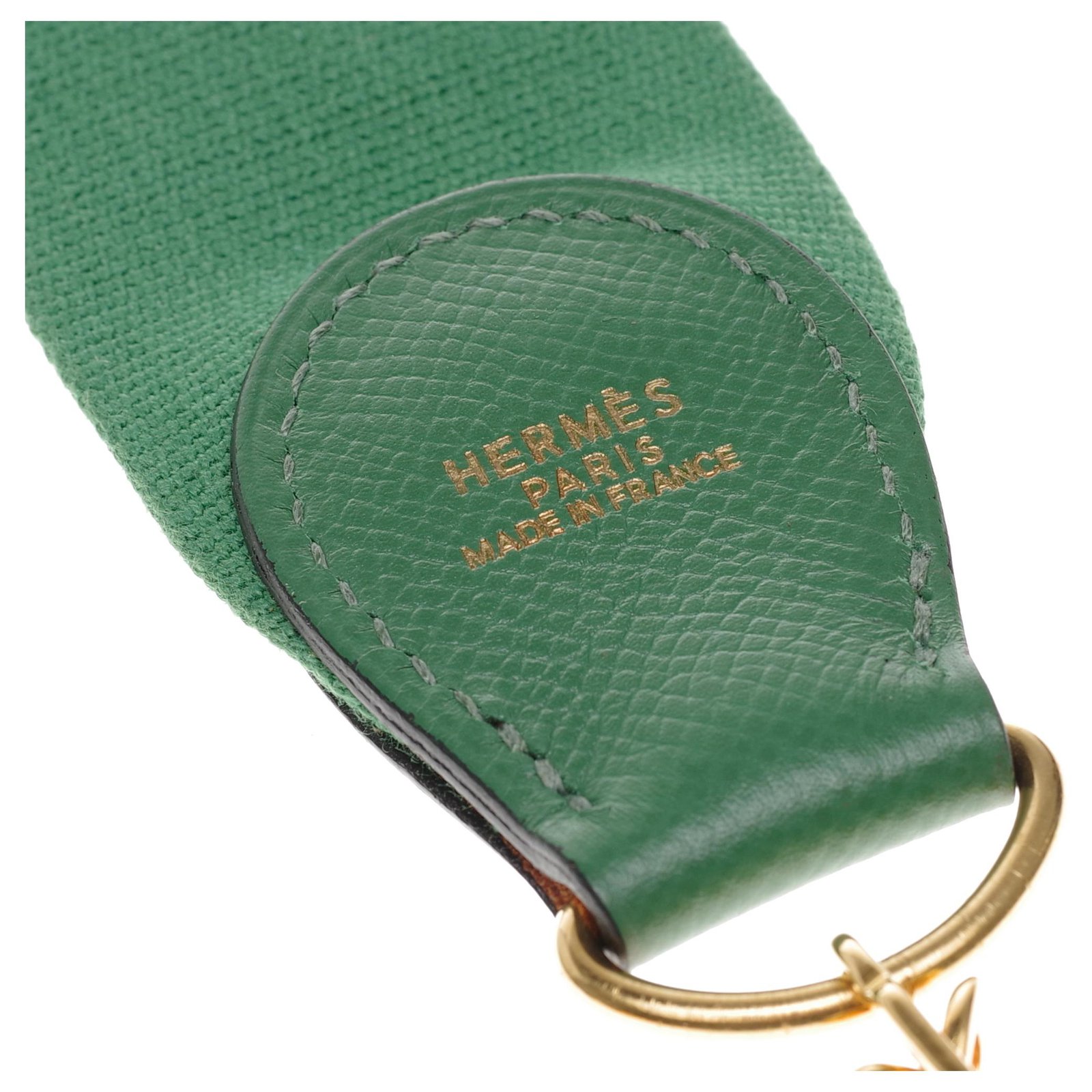 Hermès sport model shoulder strap in canvas and green leather, gold metal  hardware for Hermès bags Cloth ref.197312 - Joli Closet