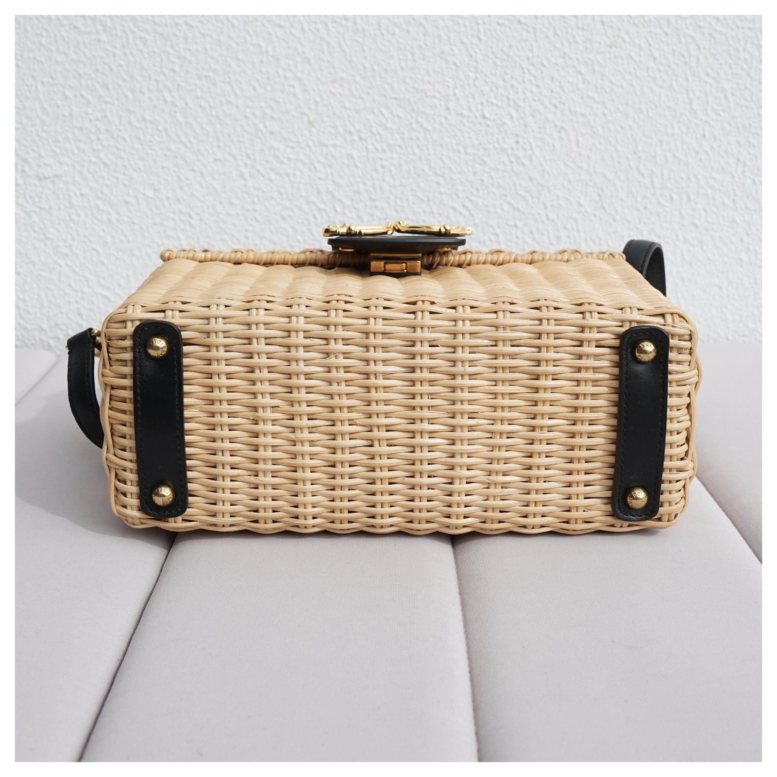 Dolce & Gabbana Handbags Black Beige Leather Wicker ref
