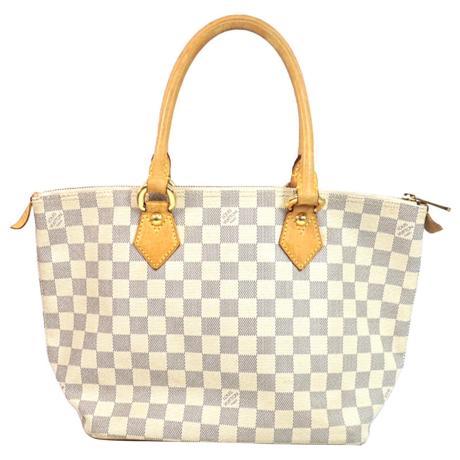 Louis Vuitton White Damier Azur Saleya PM Blue Cream Leather Cloth  ref.211565 - Joli Closet