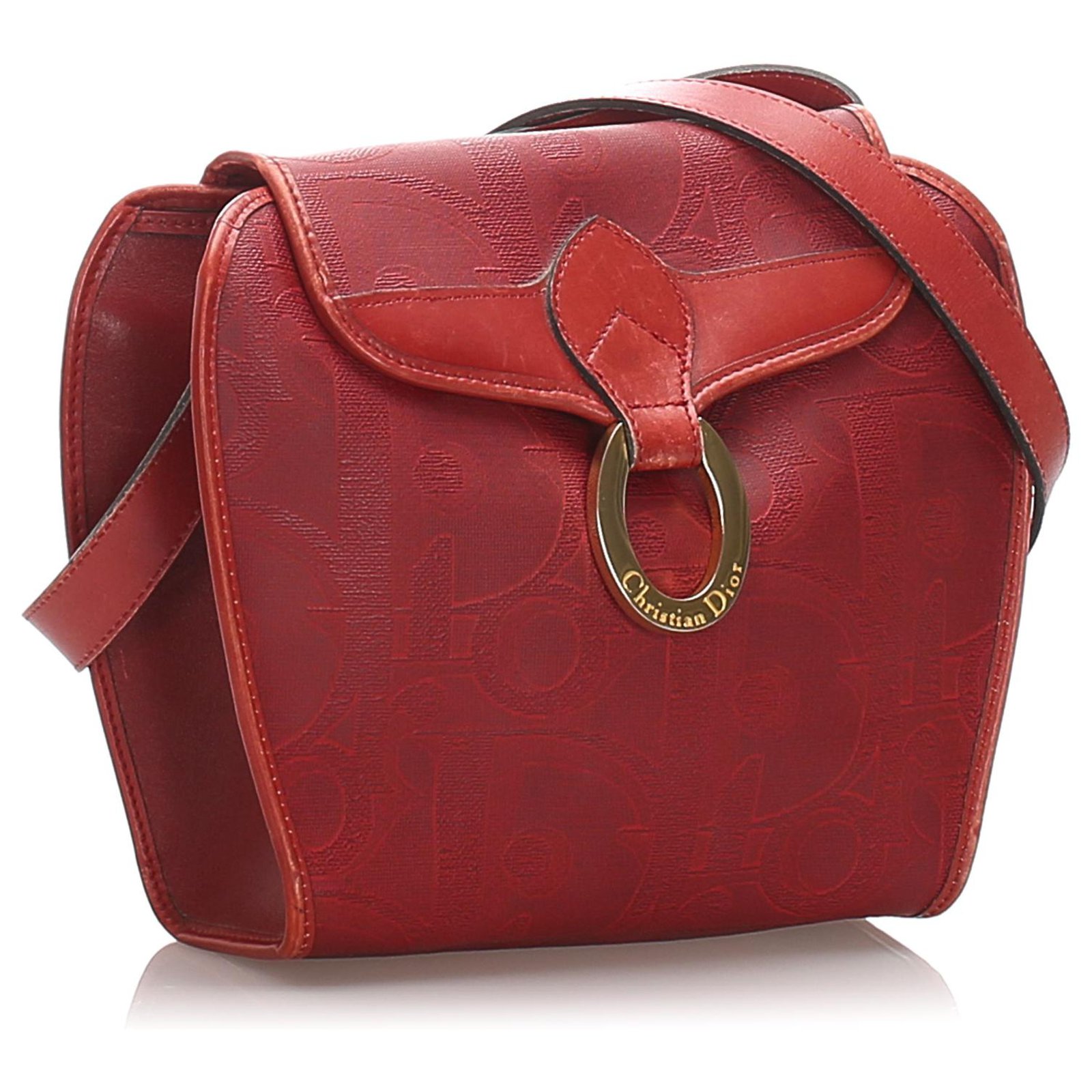Christian Dior Vintage Red Leather Crossbody Shoulder Bag ref