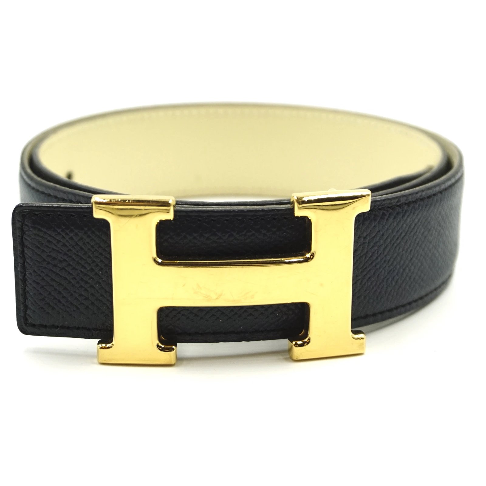 Hermès Hermes 32mm Classic Gold H Reversible Leather Belt Size 70 Belts ...