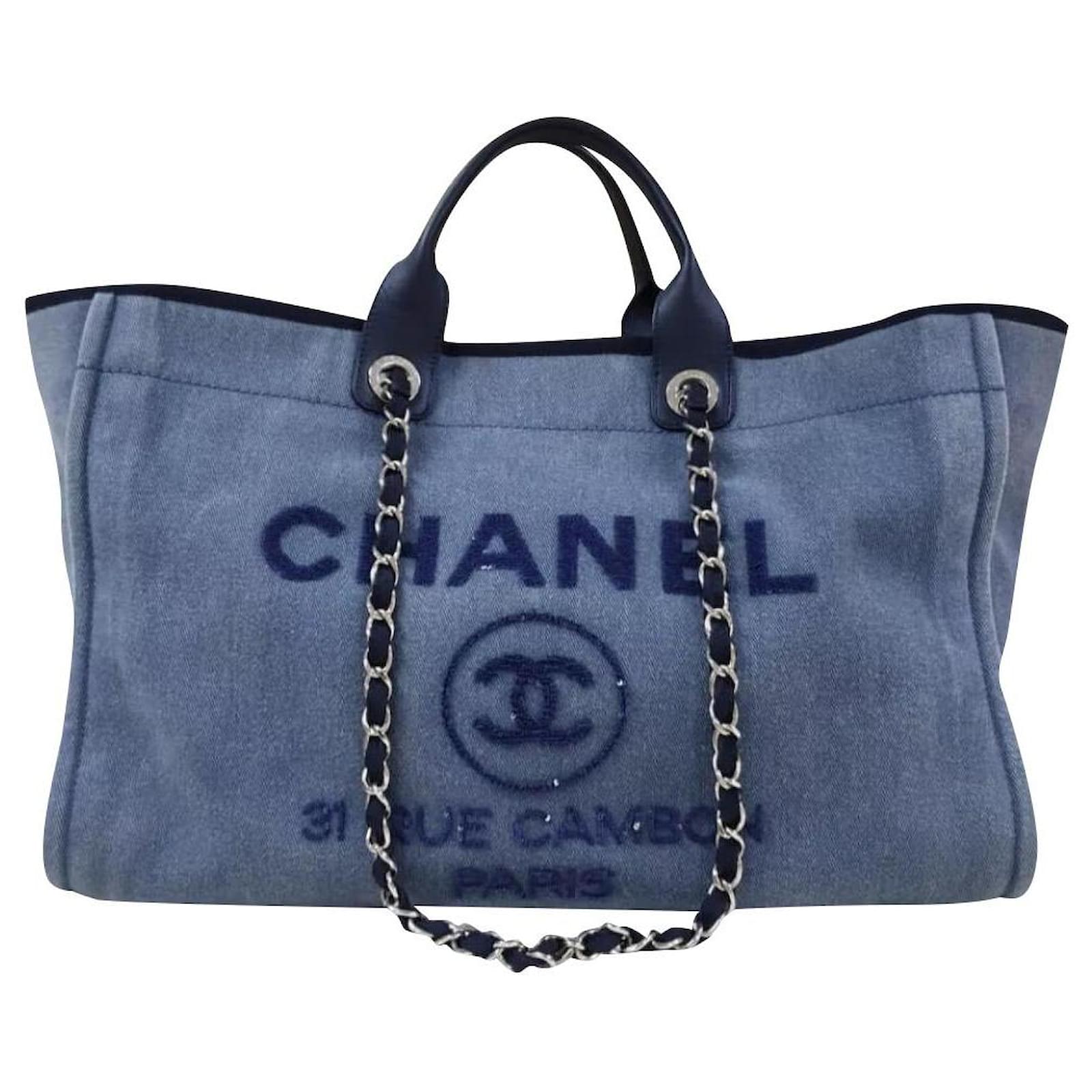 Chanel Deauville Tote XL Denim Bag Blue ref.198303 Joli Closet