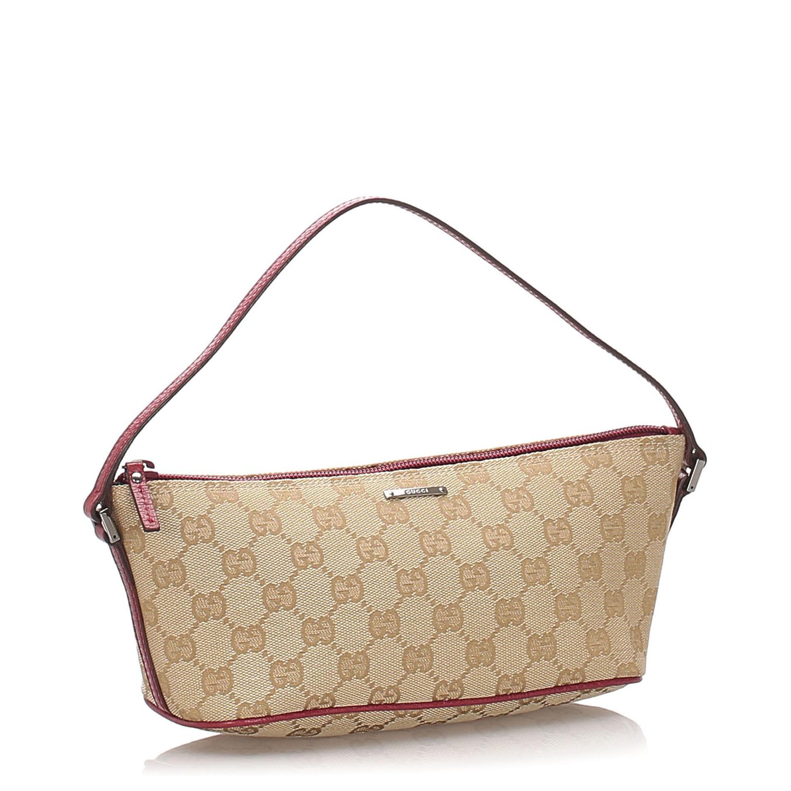 Gucci Brown GG Canvas Boat Beige Purple Leather Cloth Pony-style calfskin  Cloth ref.198556 - Joli Closet