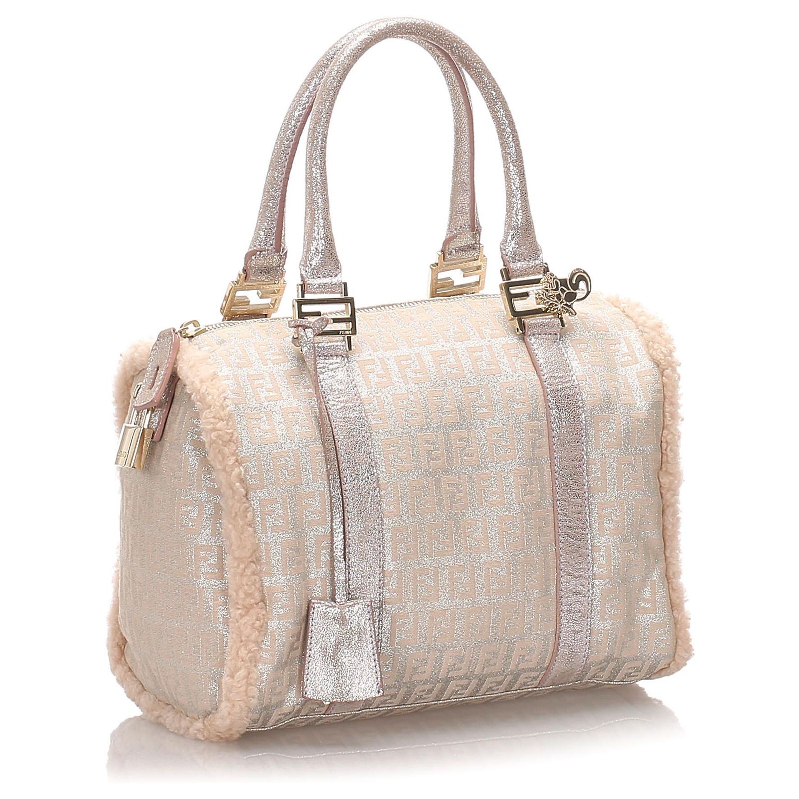 Fendi Silver Zucchino Canvas Boston Bag (Sold) - Joli Closet