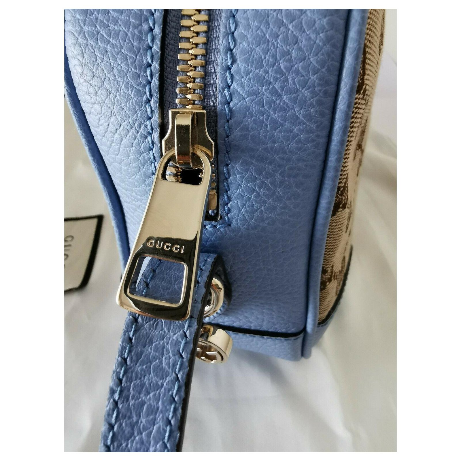 Sac bandoulière gg marmont en toile Gucci Bleu en Toile - 25161478