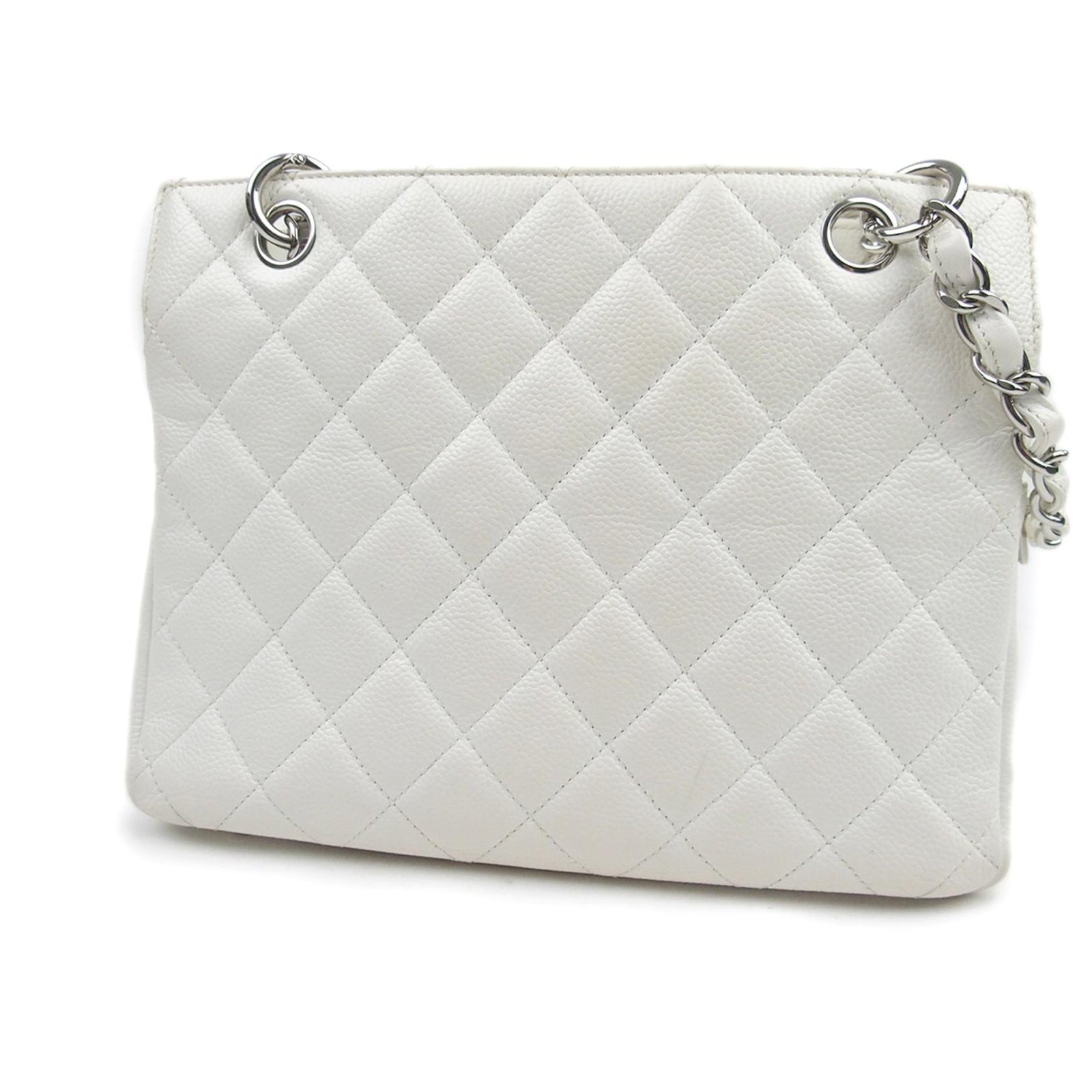 Chanel White Caviar Petite Timeless Shopping Tote Leather ref