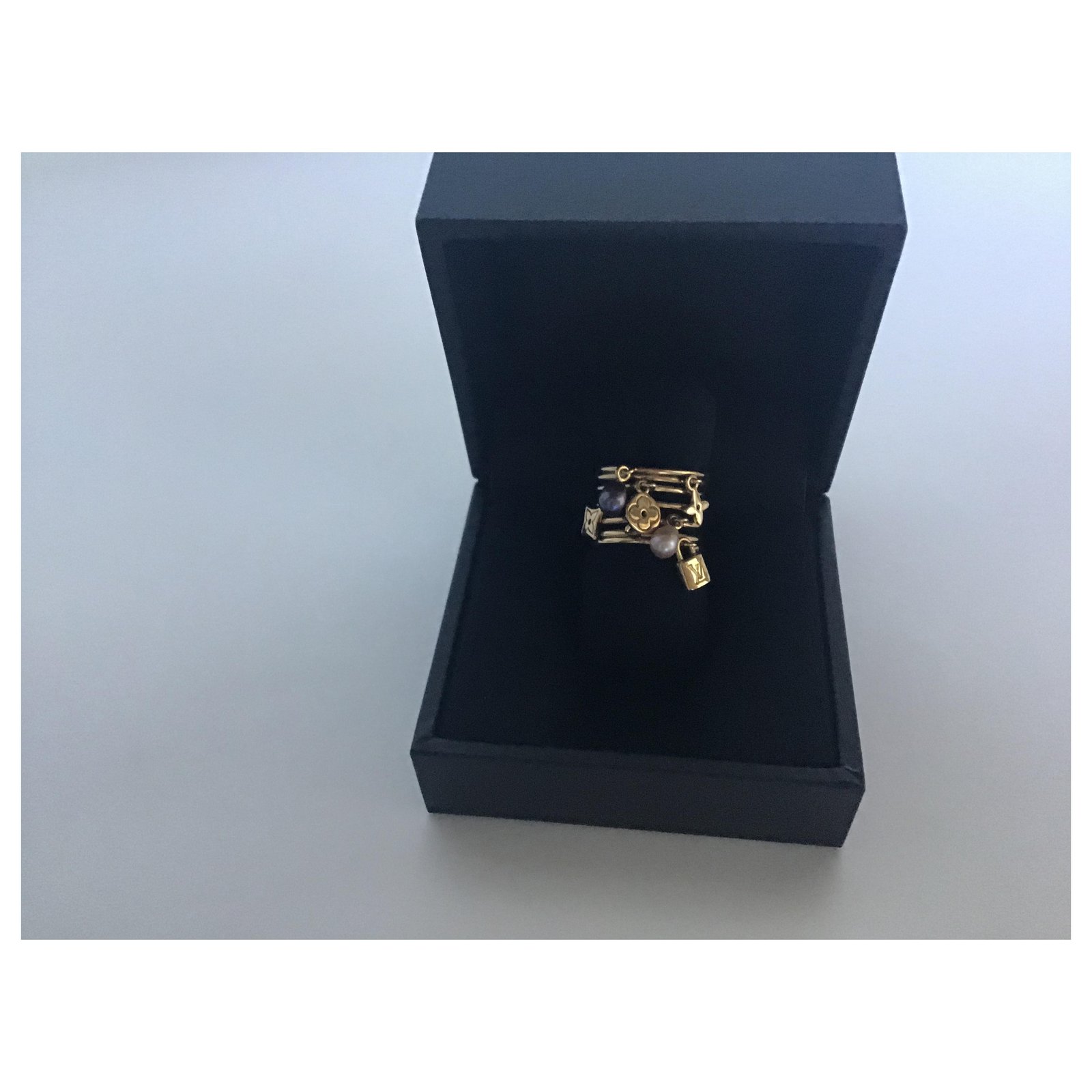 Louis Vuitton Berg Unclesion Monogram Resin Ring No. 16 Black Gold Ladies  ref.573225 - Joli Closet