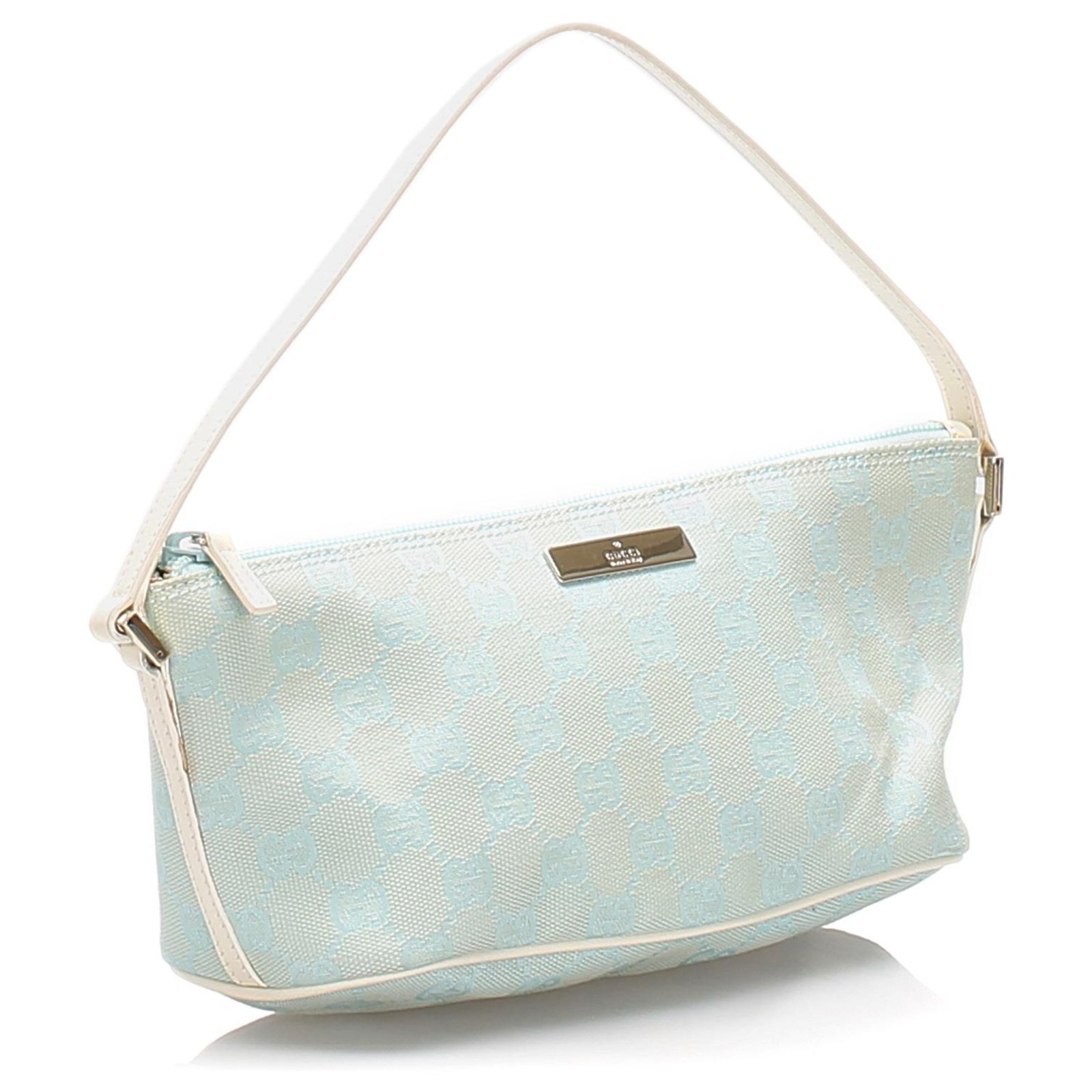 Gucci Blue GG Canvas Boat White Light blue Leather Cloth Pony-style  calfskin Cloth ref.199616 - Joli Closet