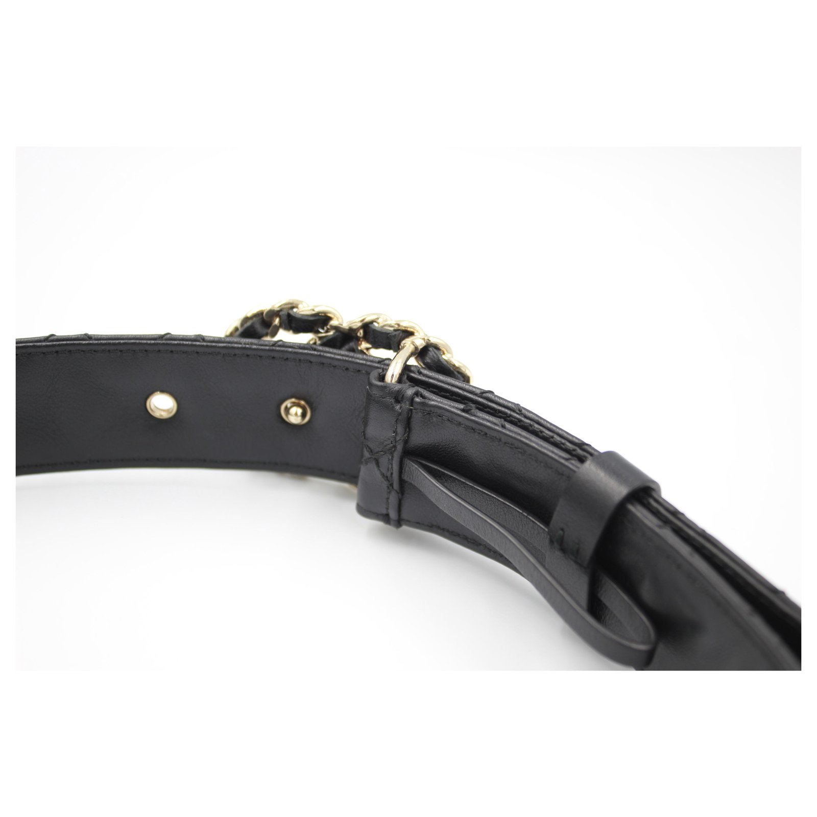Leather belt Chanel Black size 75 cm in Leather - 34633014