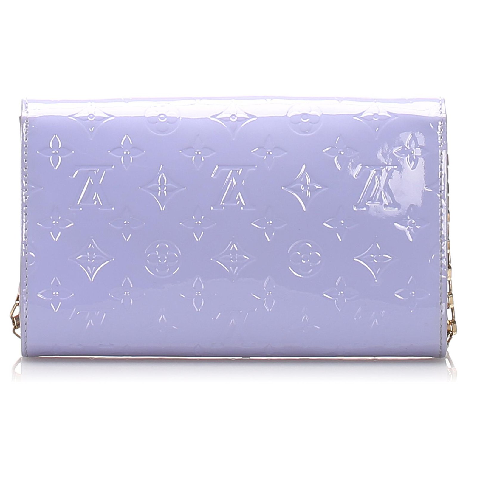 Louis Vuitton Ana Patent Leather Vernis Lilac Chain Clutch Strap