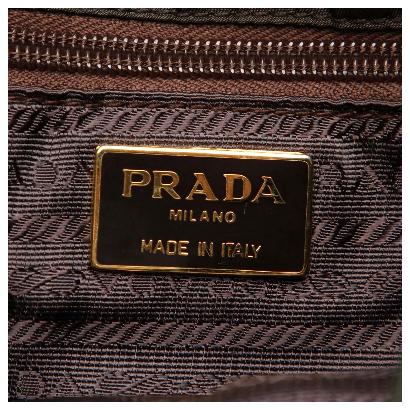 PRADA（プラダ） Prada Green Tessuto Chain Drawstring Backpack Black Dark