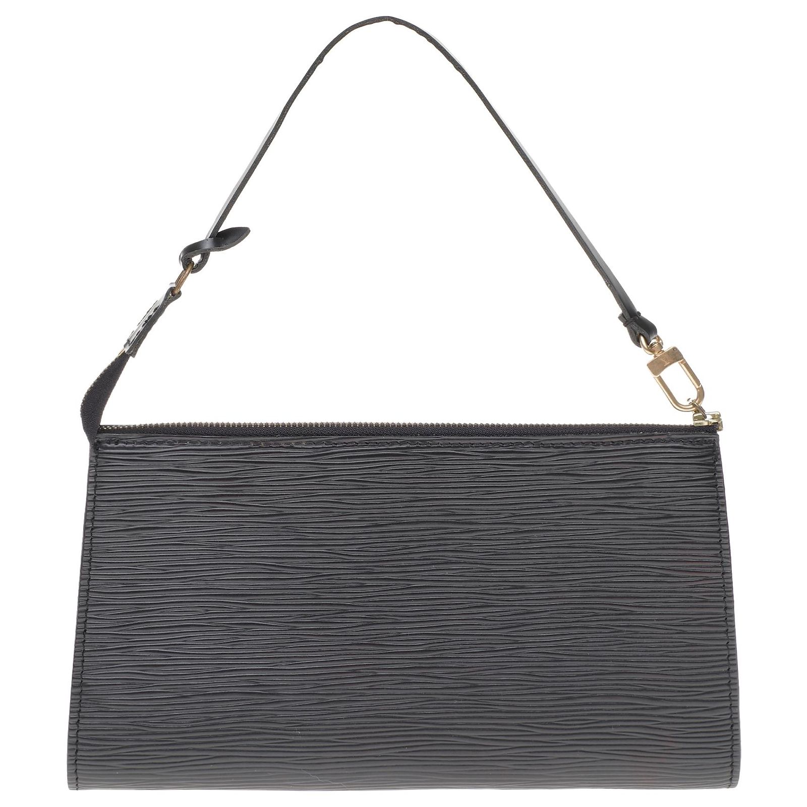 Sac Pochette De Soirée En Cuir Noir - Marque Boutique Parisienne - Occasion Très Bon état