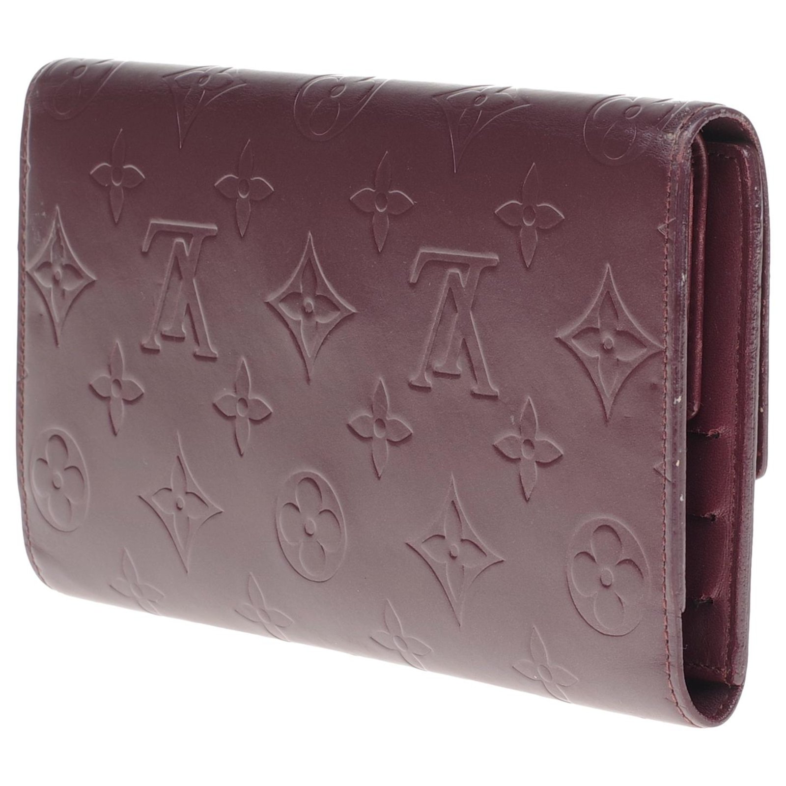 Louis Vuitton wallet in burgundy imprinted monogram leather, In