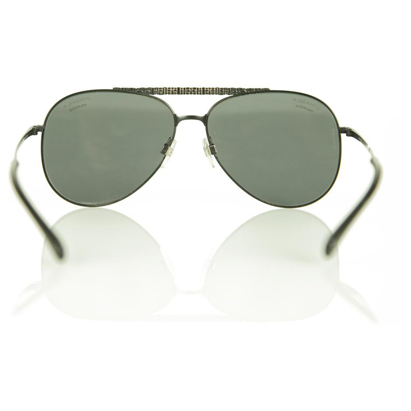 Chanel 4231 Polarized Black Aviator Shaped Metallic Pilot