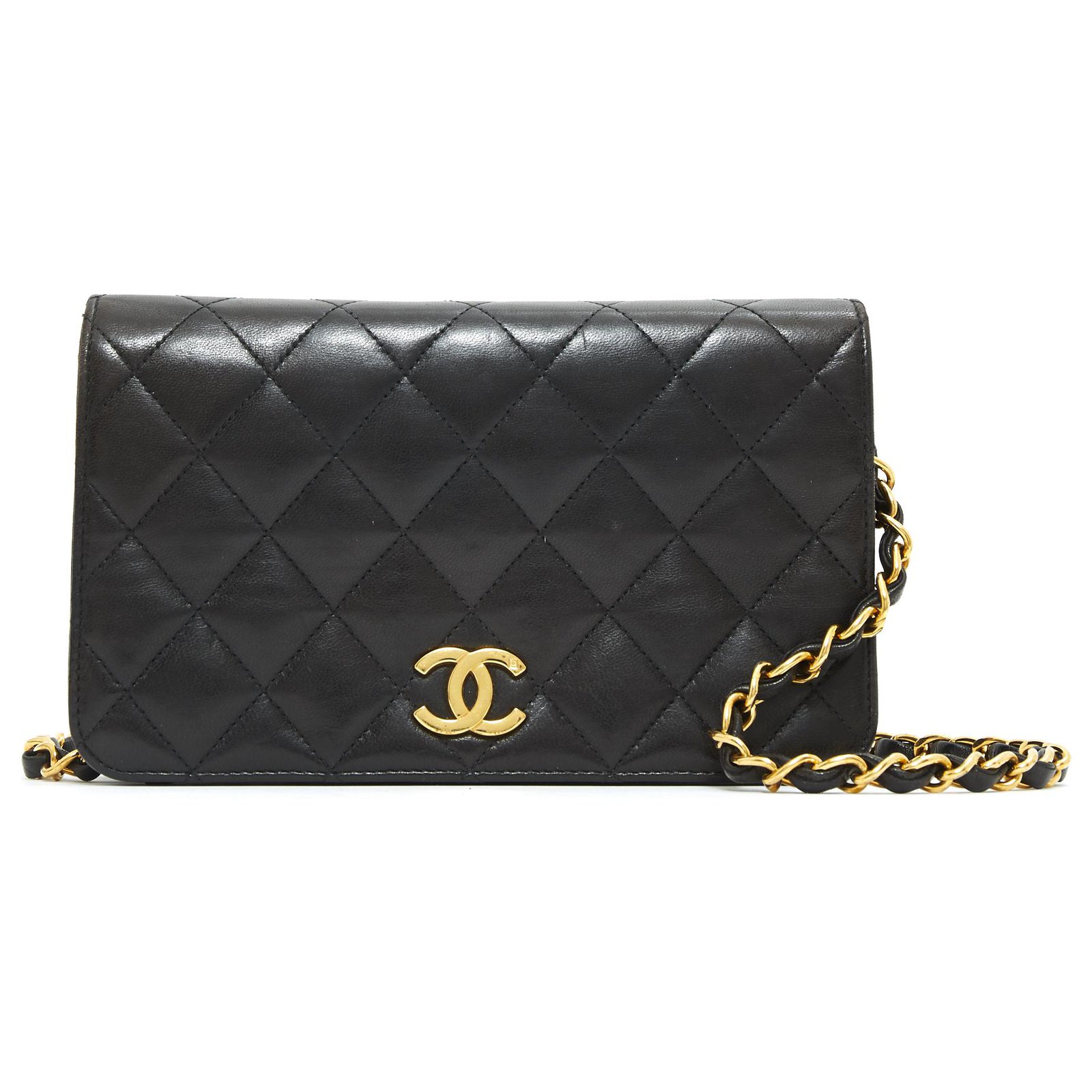 Wallet On Chain Chanel CLASSIC WOC BLACK Golden Leather Metal ref ...