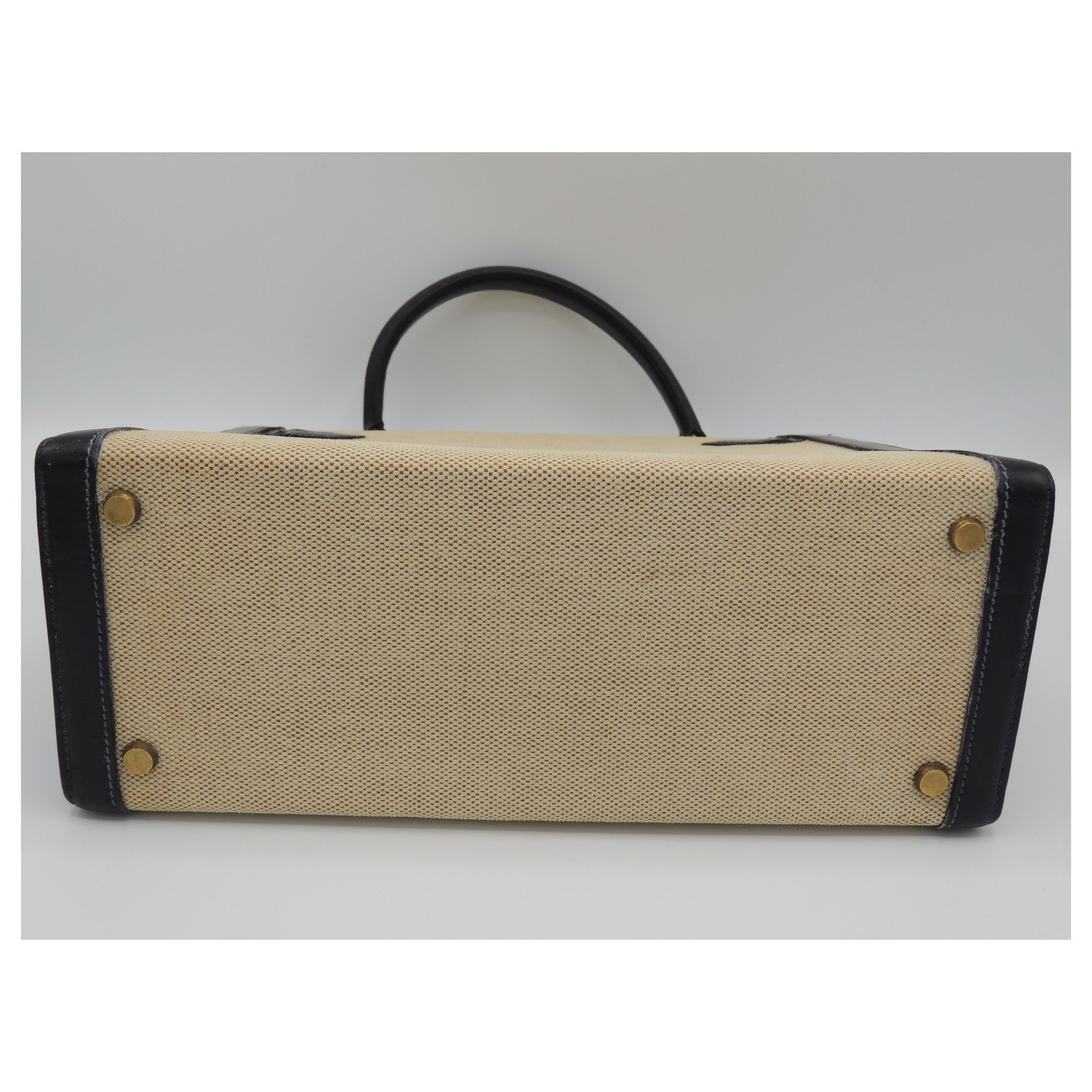 Kelly 28 leather handbag Hermès Navy in Leather - 34558498