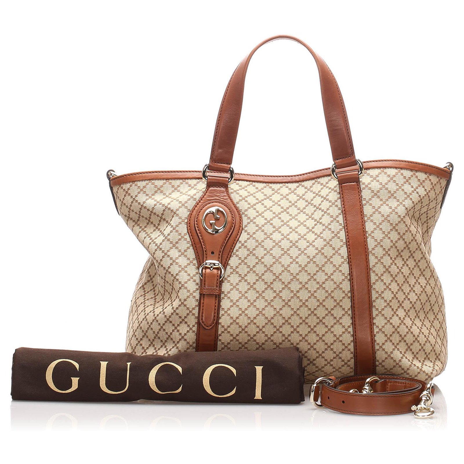 Brown Gucci Diamante Craft Tote