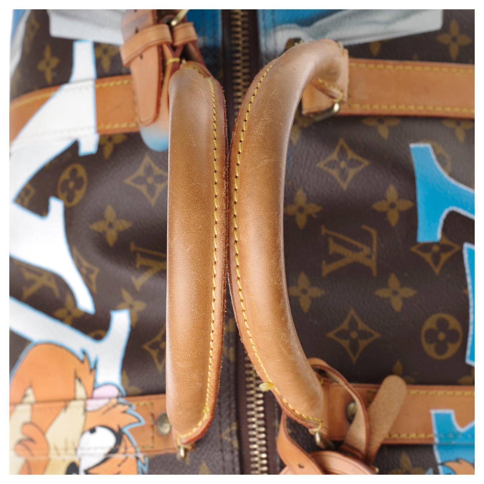 Louis Vuitton Beautiful Keepall travel bag 60 in custom monogrammed canvas  Luxury for ever and numbered #65 Brown Leather Cloth ref.201554 - Joli  Closet