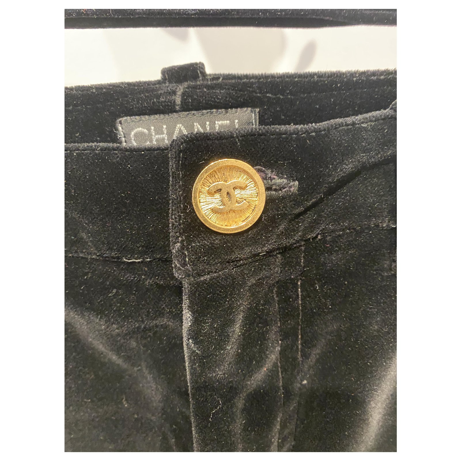 Chanel Pants, leggings Black Velvet ref.201747 - Joli Closet