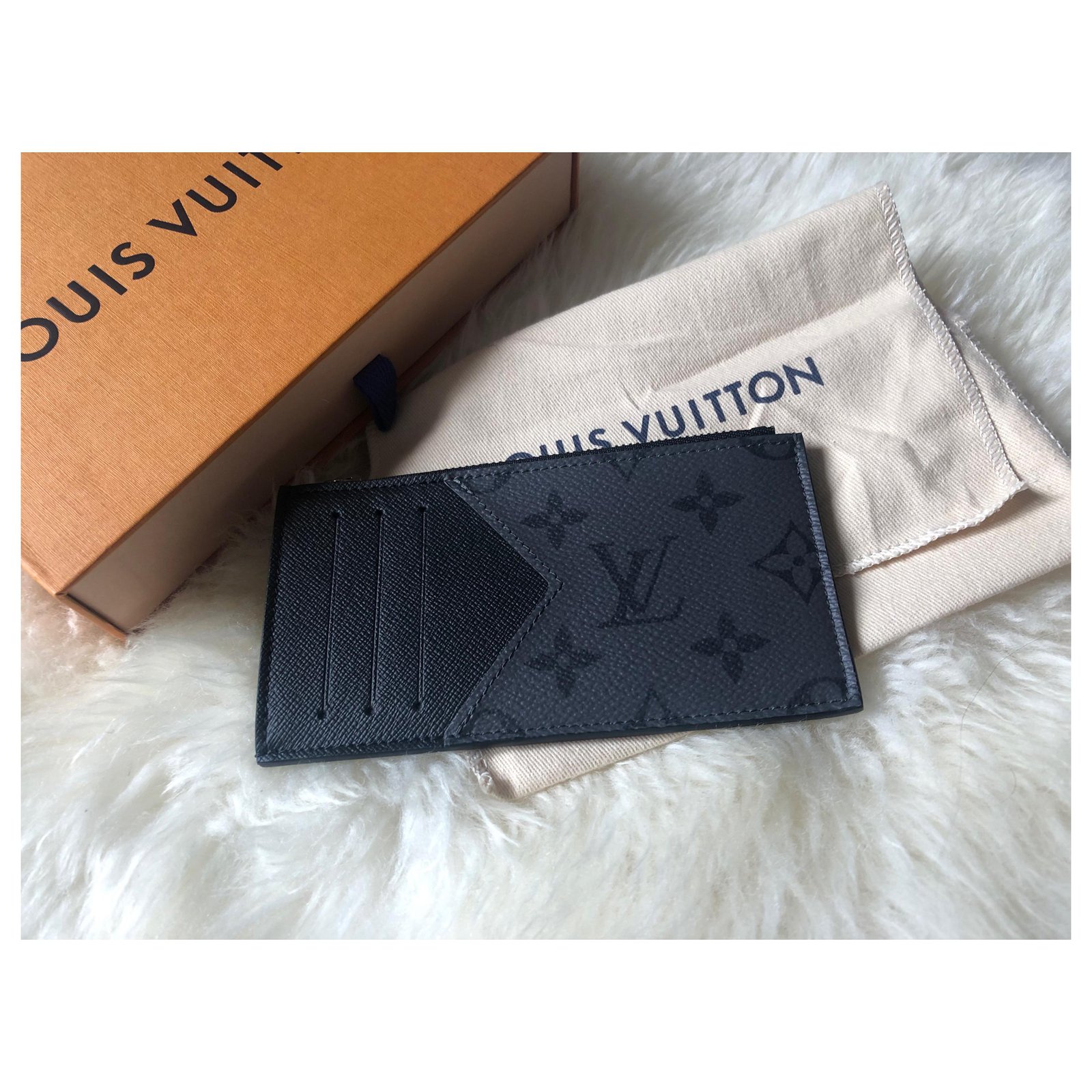Louis Vuitton card holder Dark grey Leather ref.106734 - Joli Closet