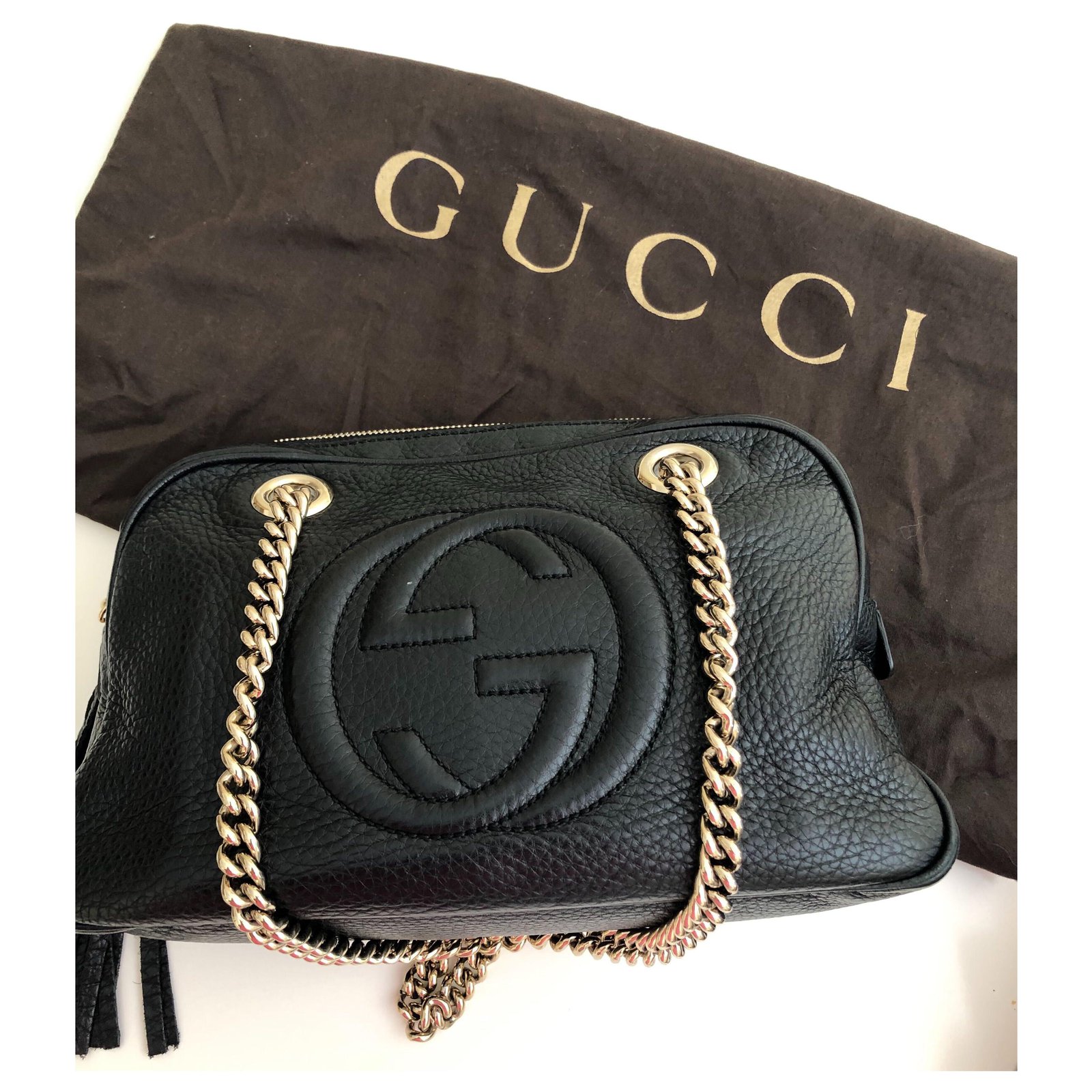 Gucci Chain Shoulder Bag in Black Leather ref.560380 - Joli Closet