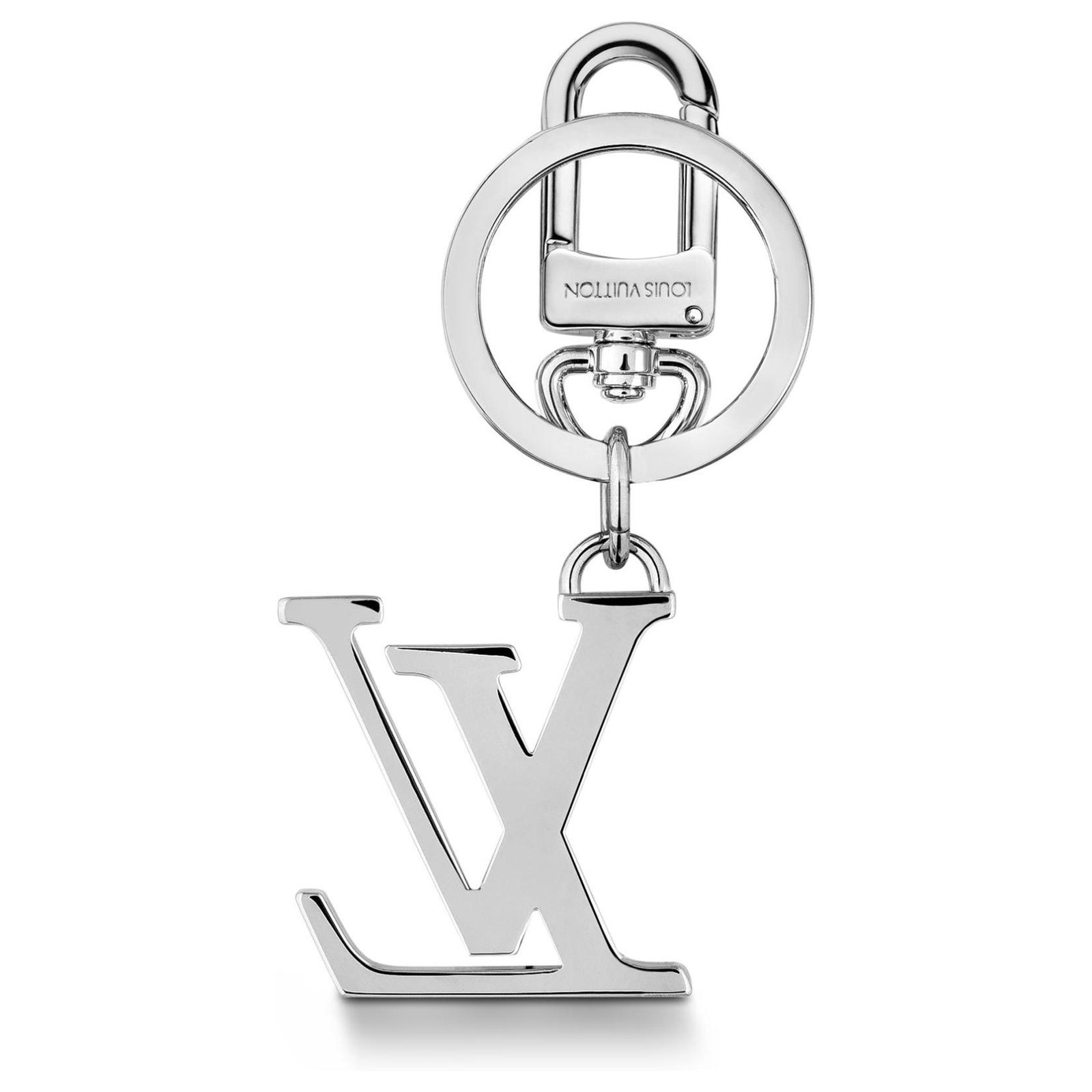 Louis Vuitton Silver Spaceman Logo Key Chain Charm Silvery Leather  ref.543847 - Joli Closet