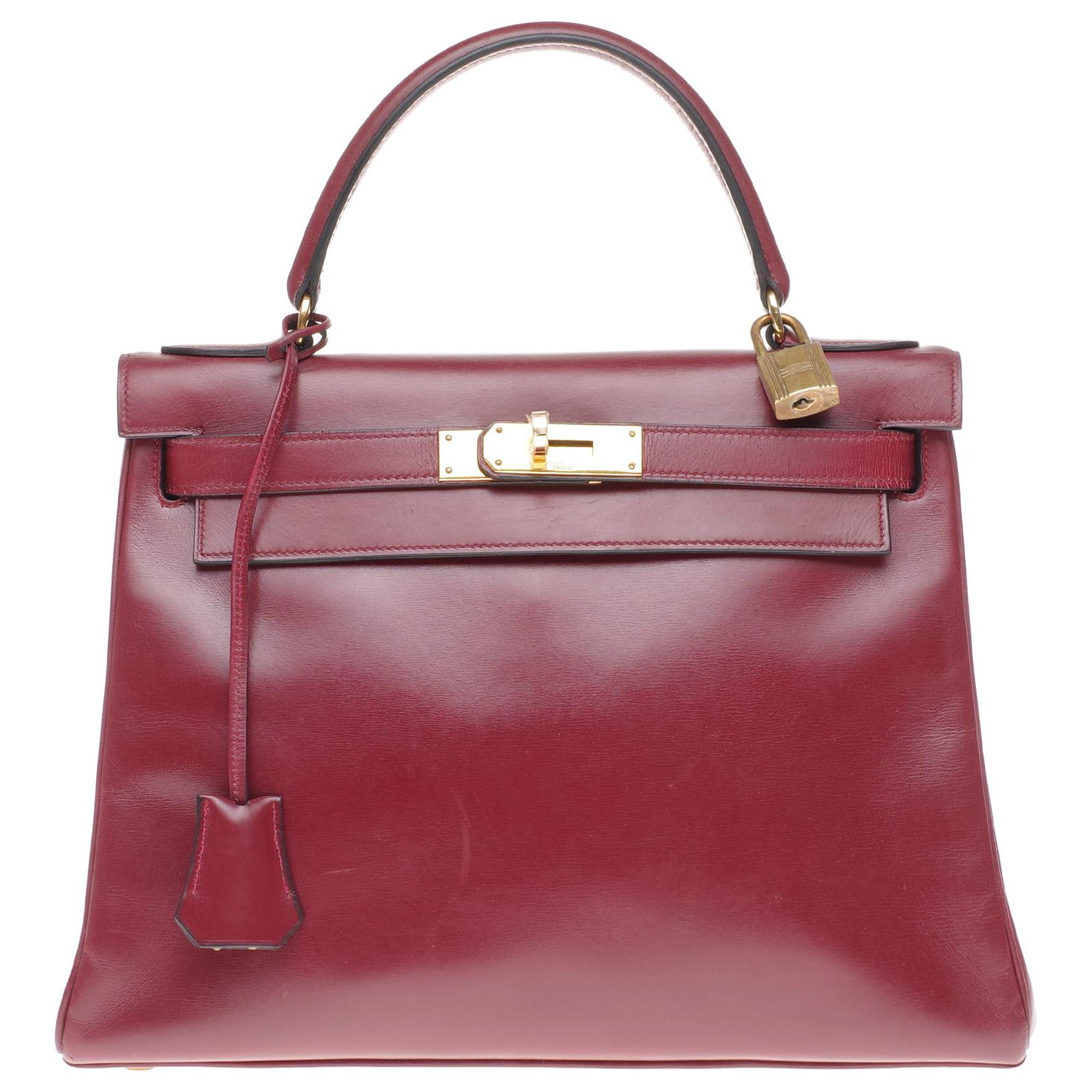 Hermès hermes kelly 28 Leather Box Red H, gold-plated metal trim in ...
