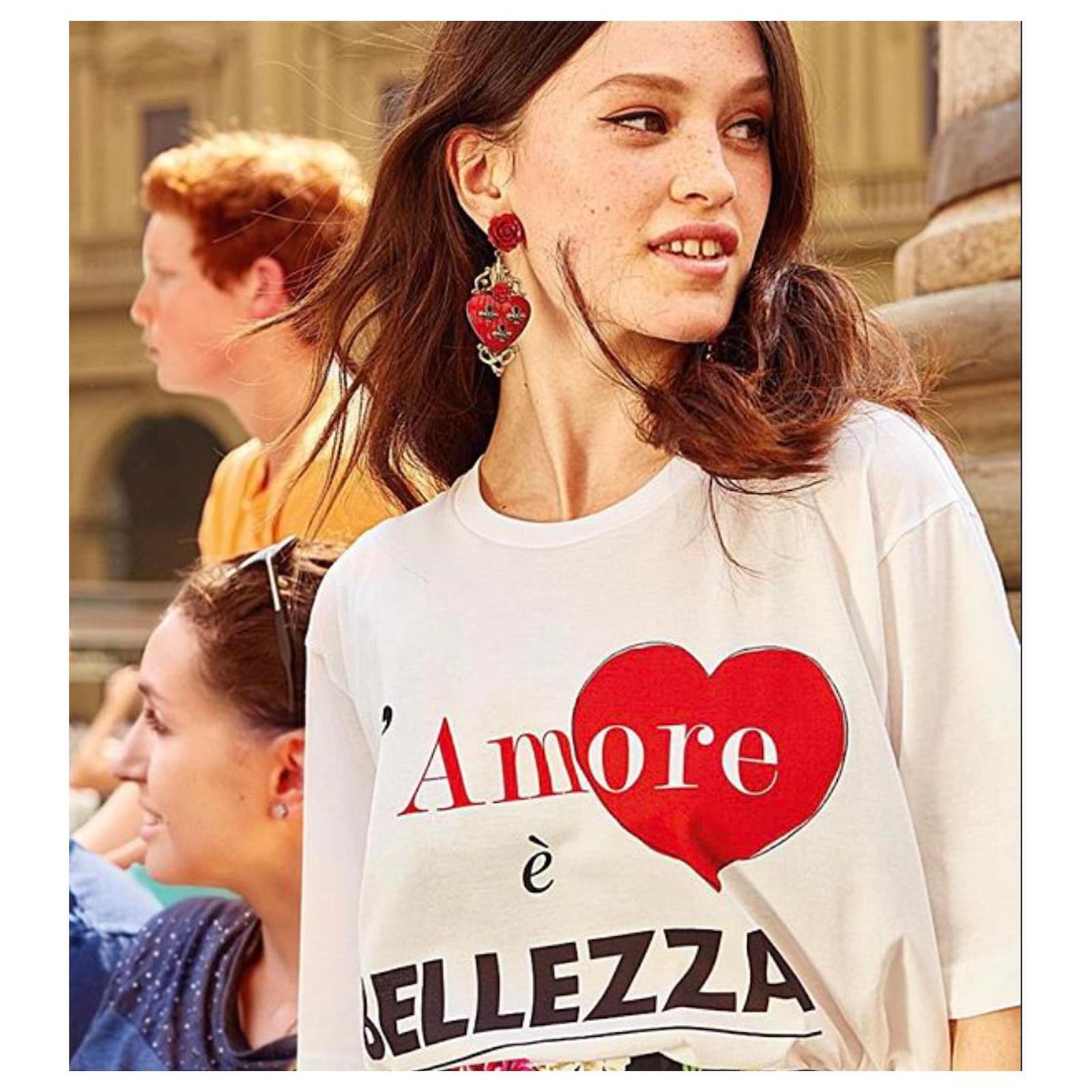Dolce Gabbana Heart T Shirt Dolce Gabbana Tops White Cotton (Sold