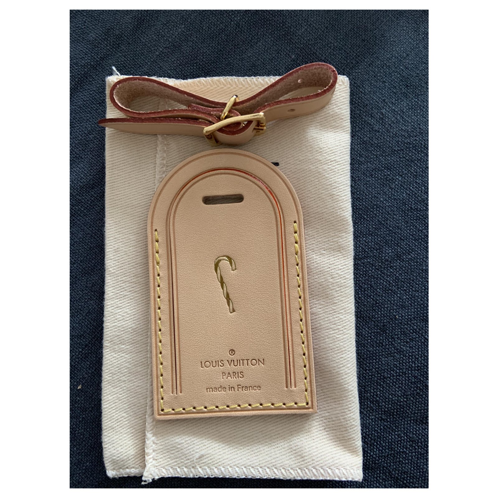 Louis Vuitton Luggage tag vacchetta large size hot stamping Candy