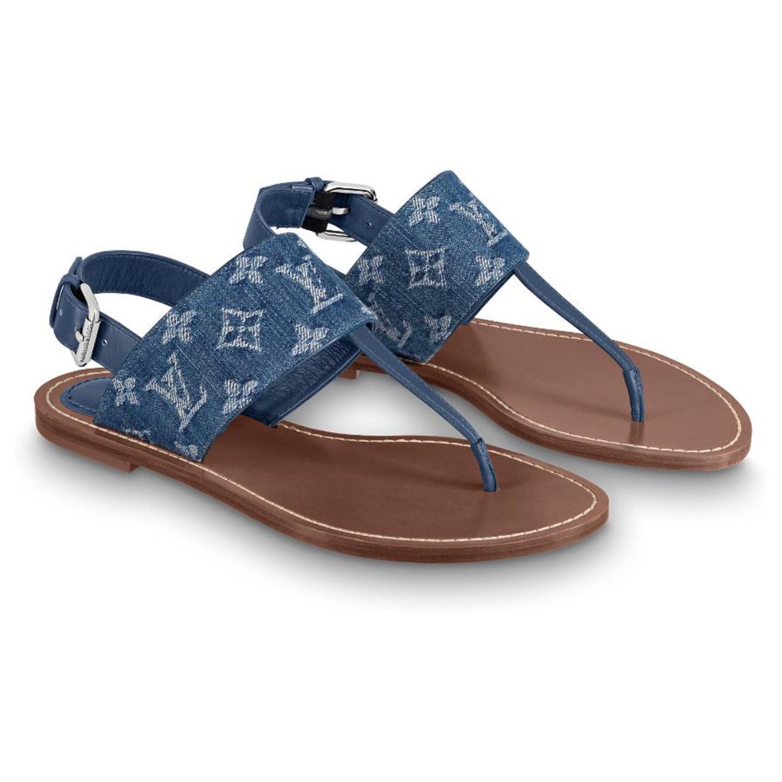 Cloth sandals Louis Vuitton Blue size 37 IT in Fabric - 32413657