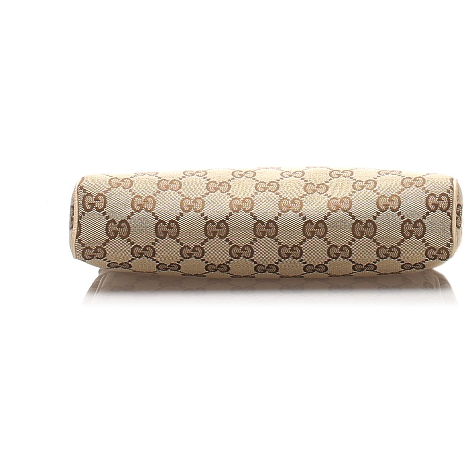 Gucci Brown GG Canvas Baguette White Beige Leather Cloth Pony-style  calfskin Cloth ref.203628 - Joli Closet