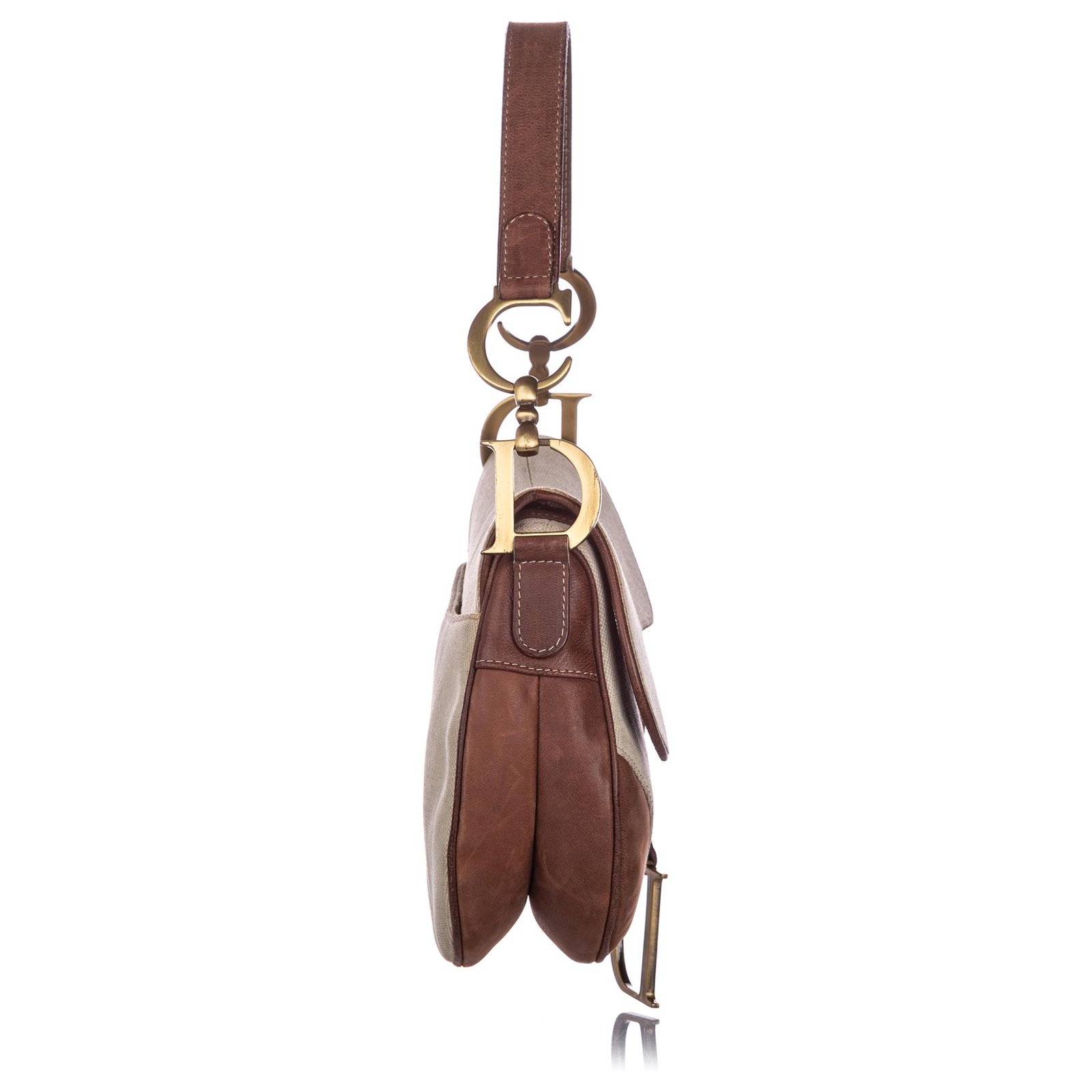 Dior Brown Whipstitch Saddle Bag Leather Pony-style calfskin ref.994117 -  Joli Closet