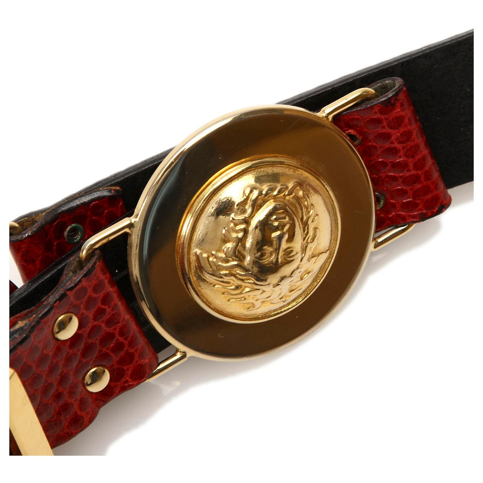 mens red versace belt