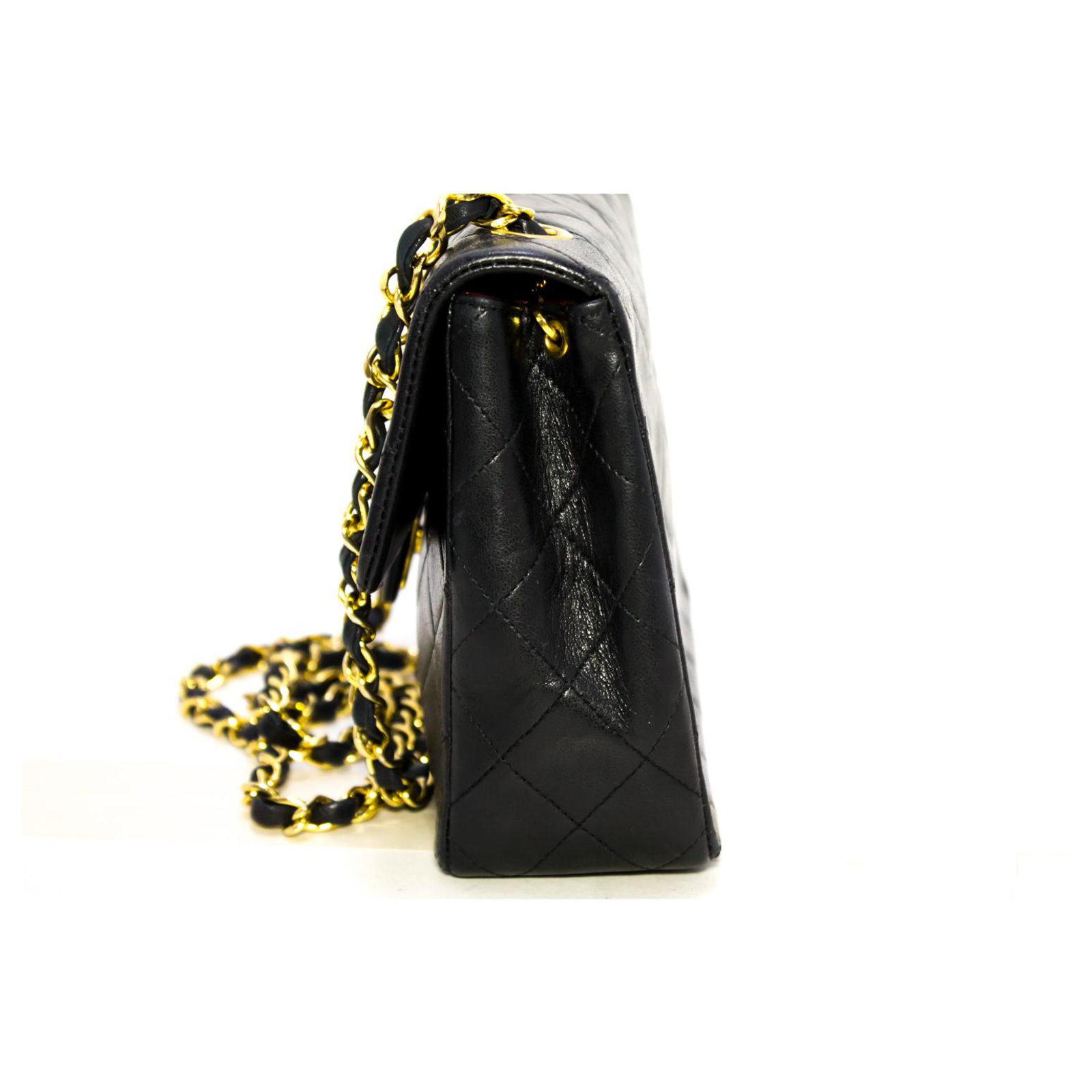 Chanel Mini Square Small Chain Shoulder Bag Crossbody Black Quilt L03
