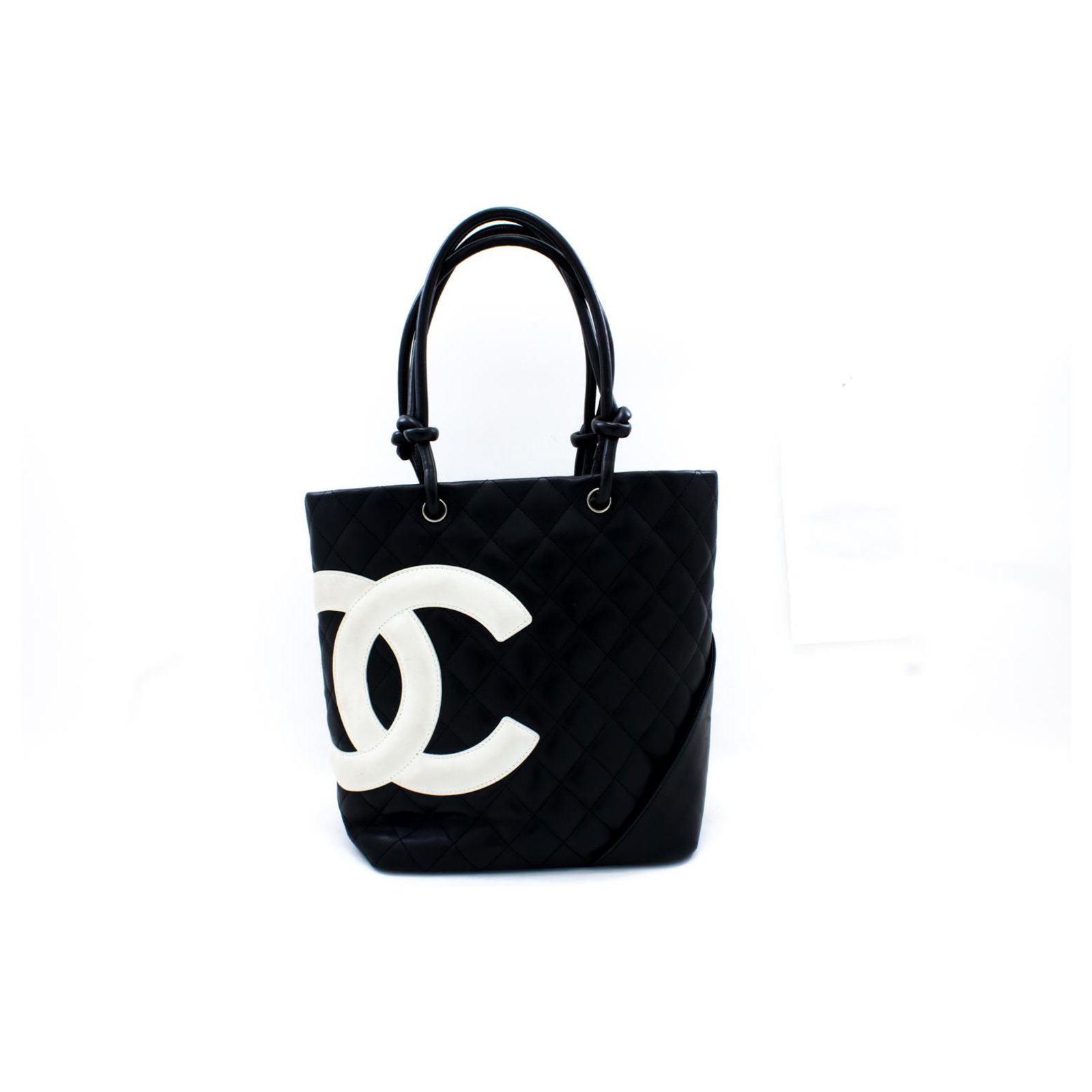 CHANEL Cambon Tote Small Shoulder Bag Black White Quilted calf leather  ref.204076 - Joli Closet