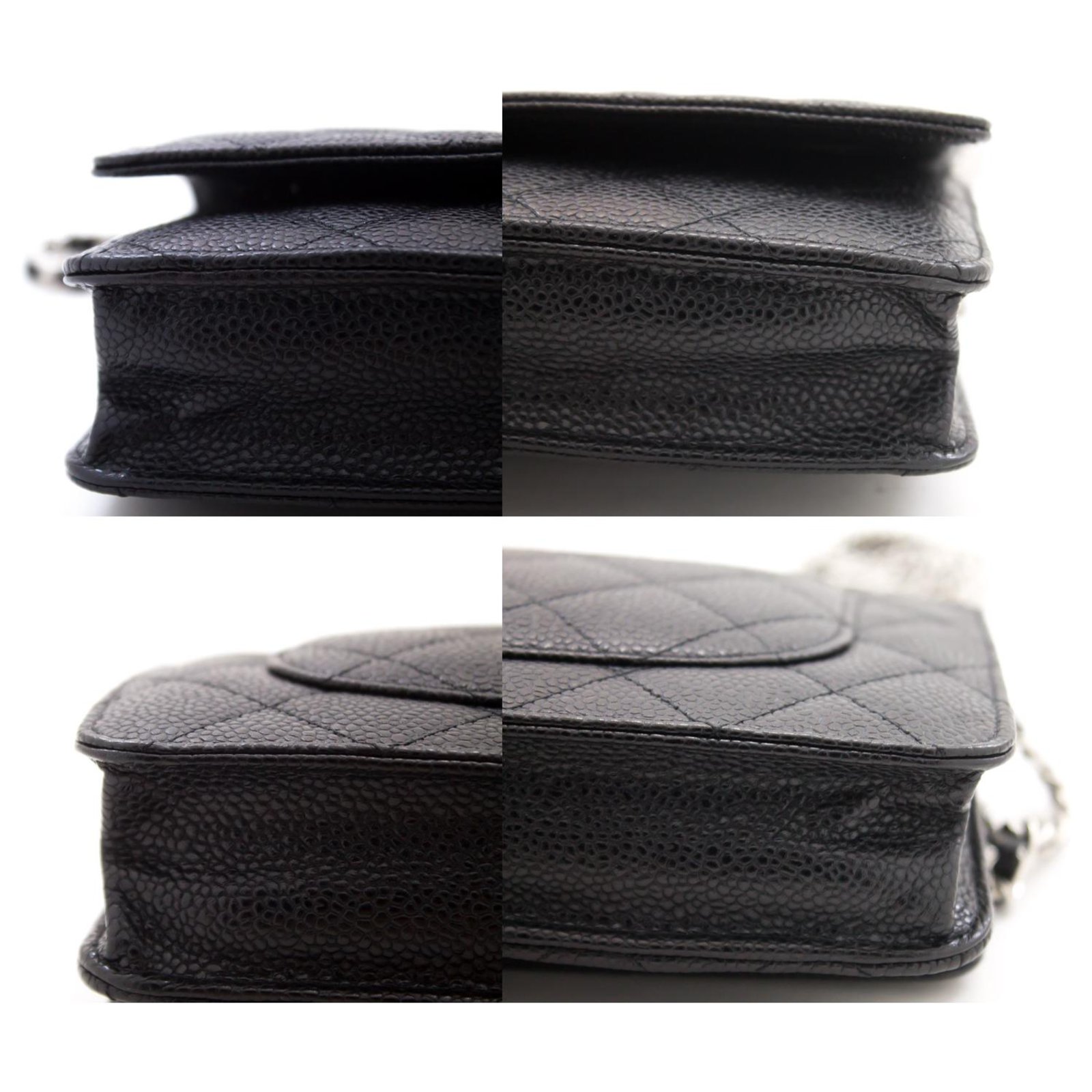 CHANEL CC WOC Caviar Leather Wallet On Chain Crossbody Bag Black