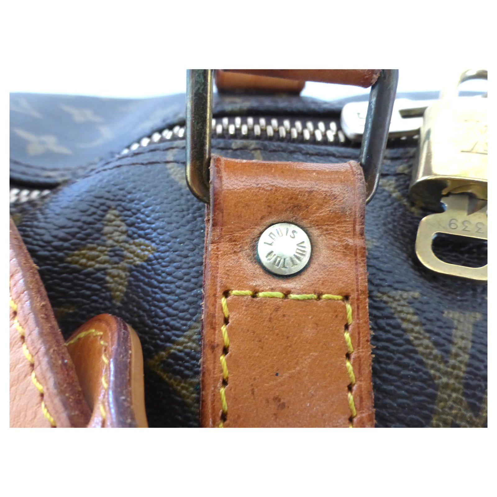 Louis Vuitton keepall 50 Monogram shoulder strap - VI0940 Brown Leather  ref.977844 - Joli Closet