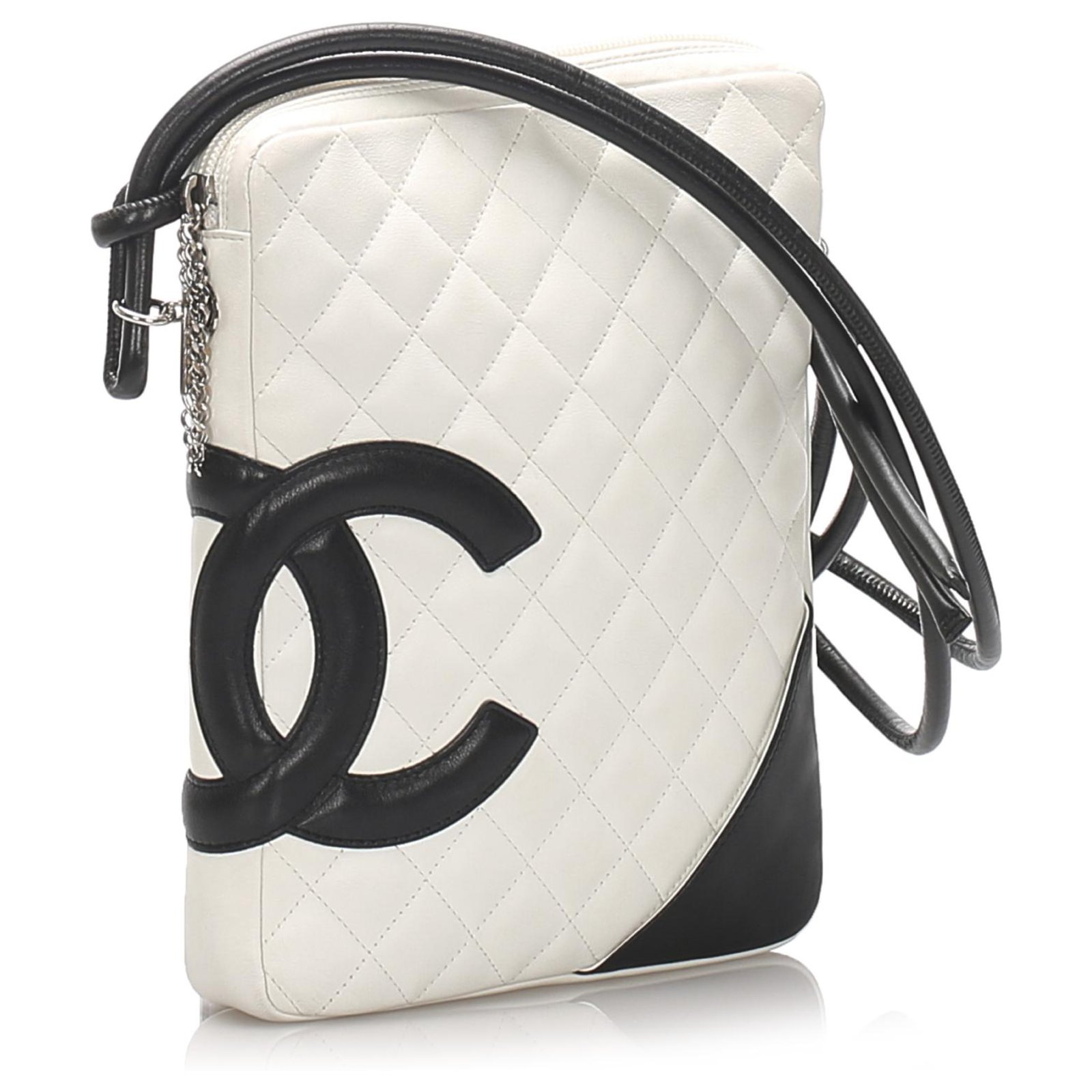 Chanel White Cambon Ligne Crossbody Bag Black Leather ref.204336