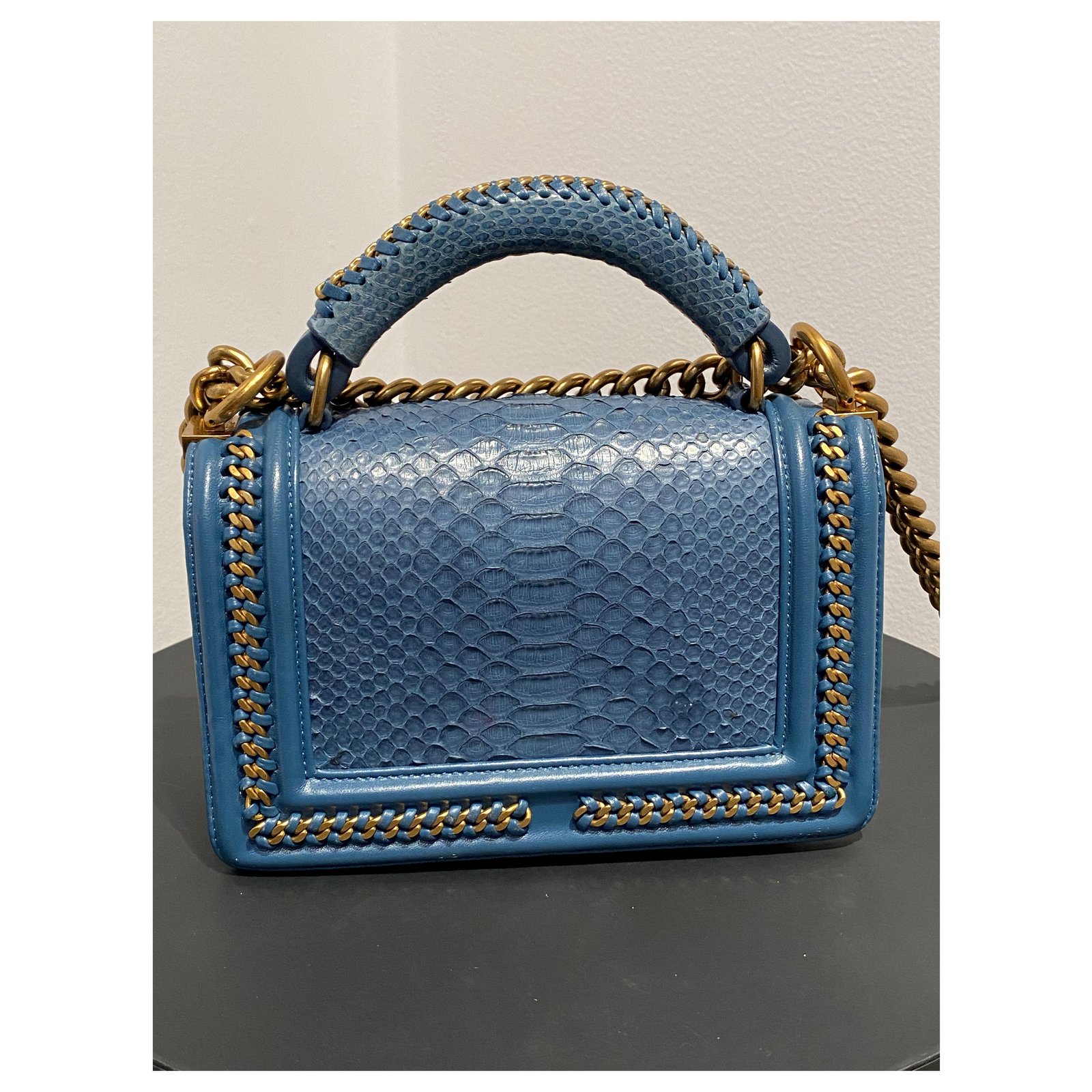 Chanel Grey Blue Python Le Boy Medium Bag – The Closet