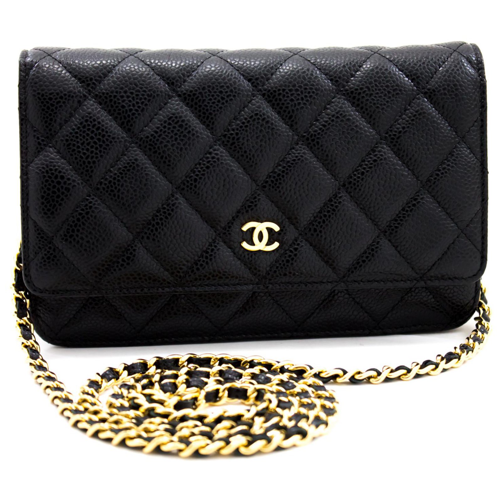Chanel Black Caviar Classic Wallet on Chain WOC Bag GHW – Boutique Patina