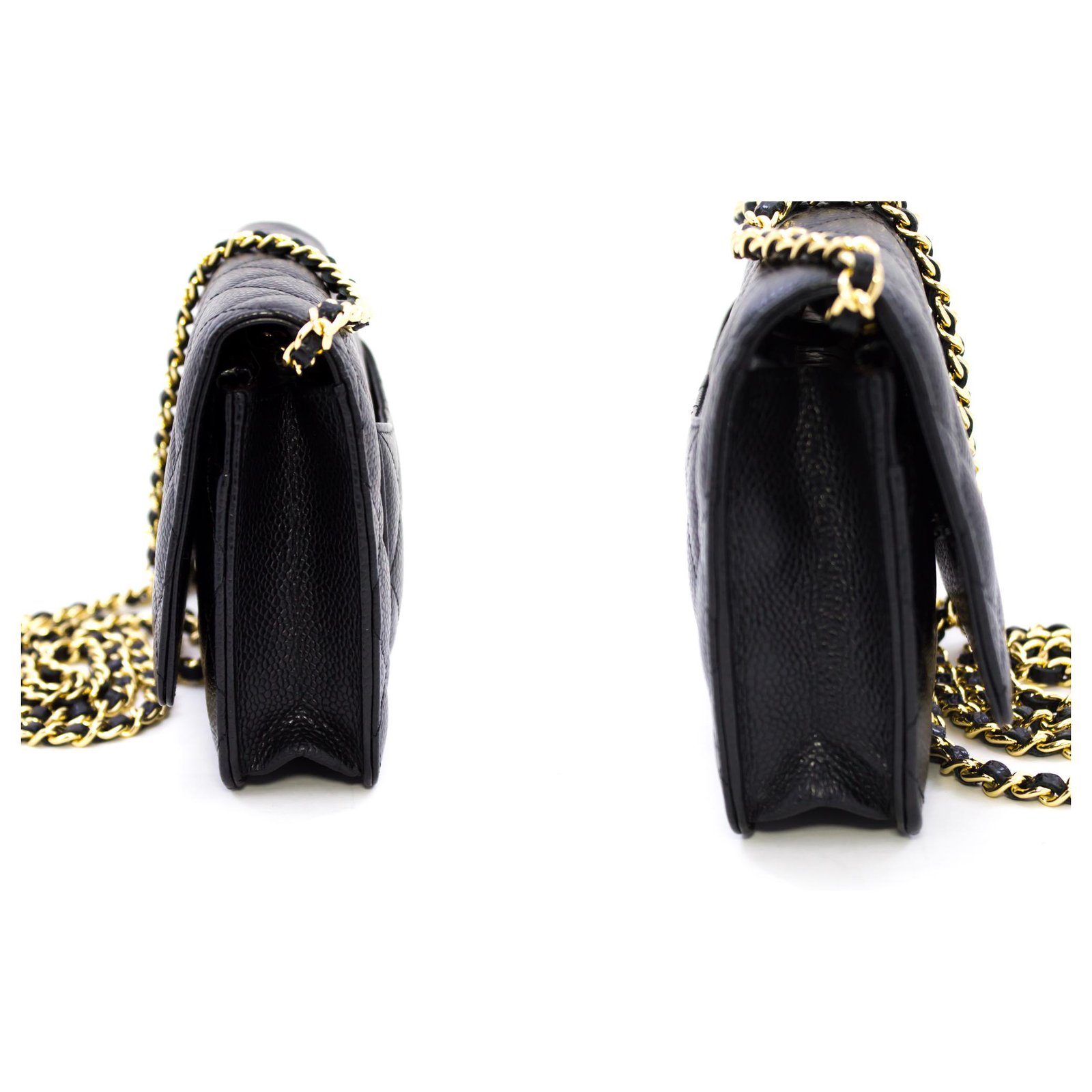 CHANEL Caviar Wallet On Chain WOC Black Shoulder Bag Crossbody Leather  ref.204606