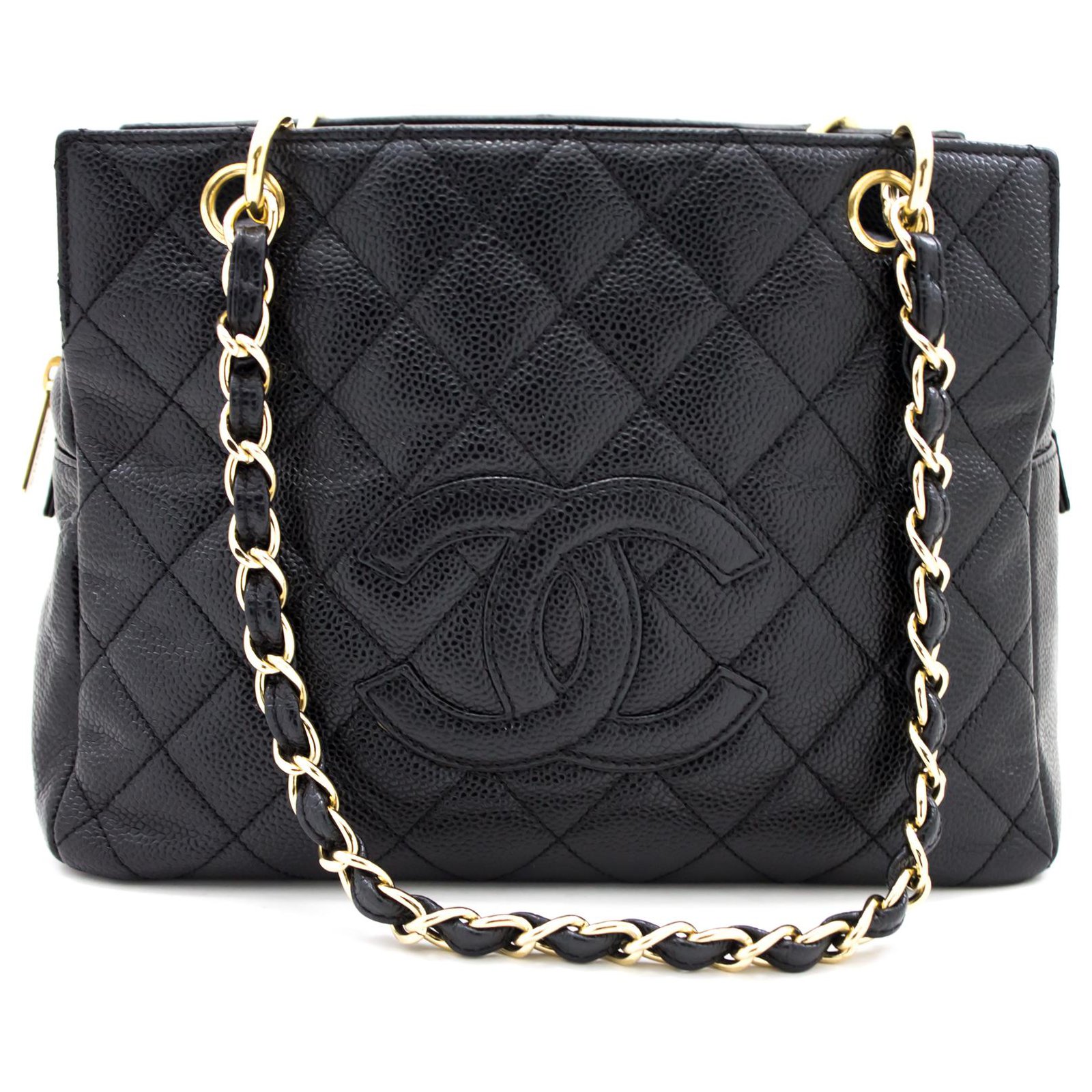 black quilted tote handbag